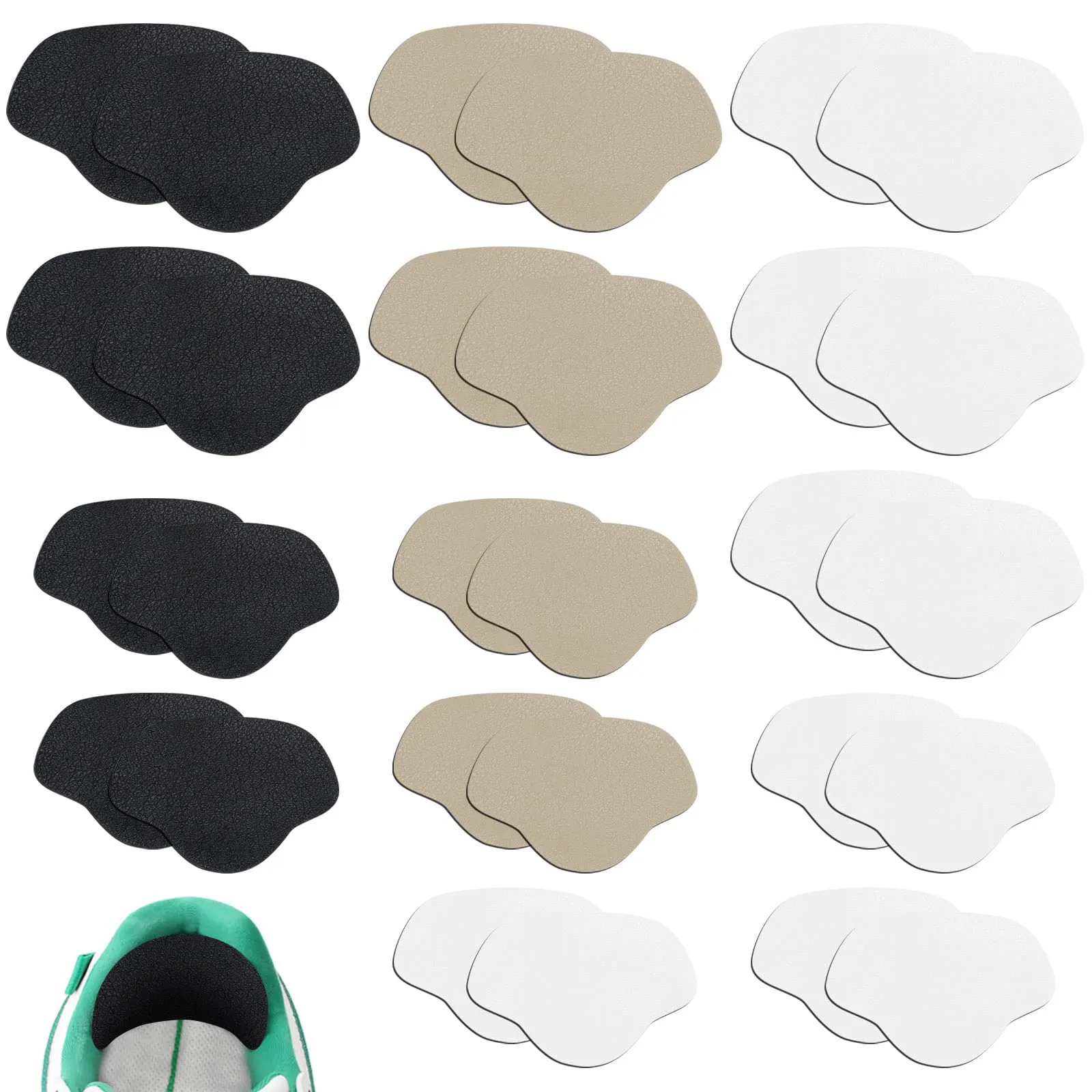14 Pairs of Shoes Heel Repair, 3 Colors Leather Sneaker Repair Patch, Self-Adhesive Heel Protection Heel Pad Repair for Most Shoes Sitting Leather Goods (Small and Large)