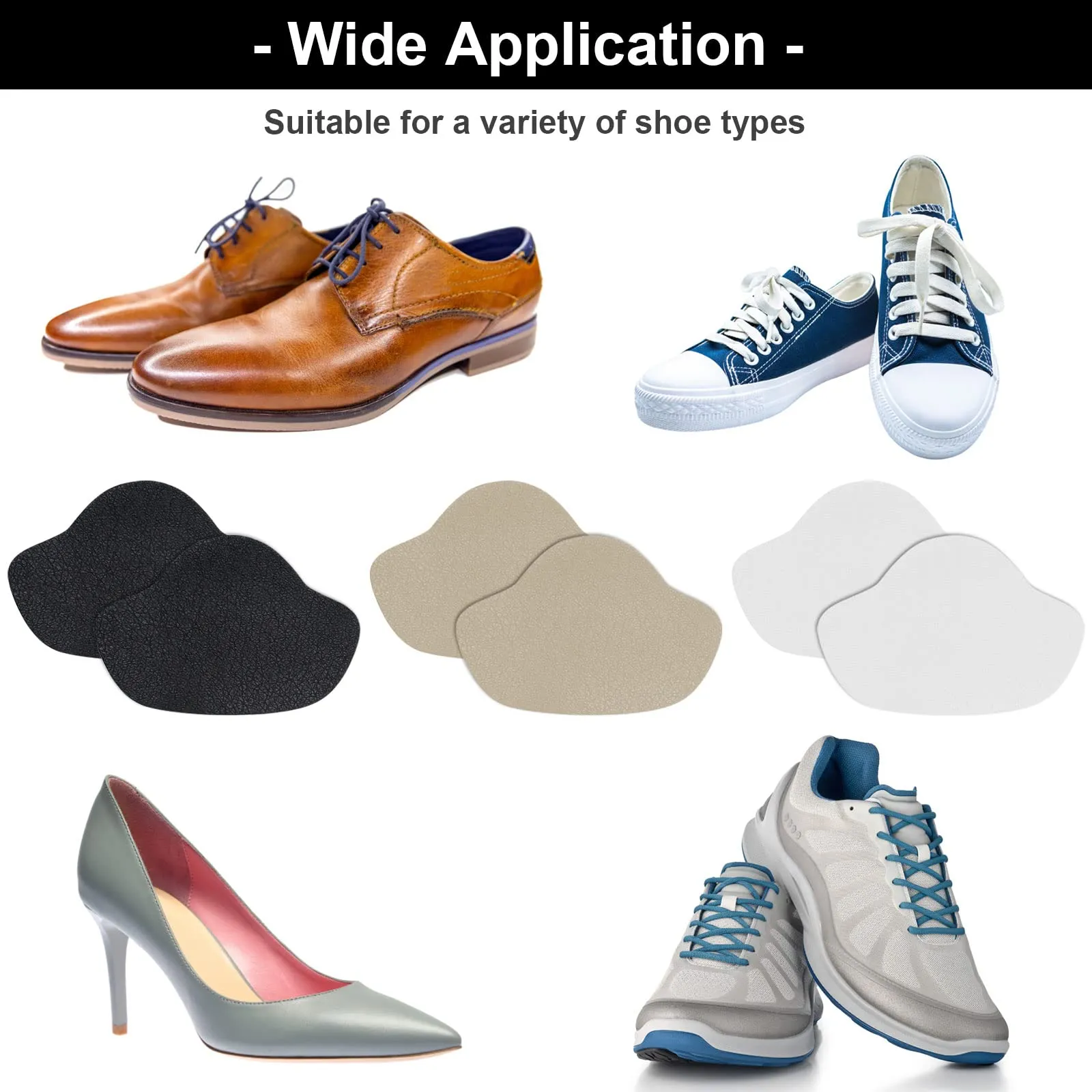 14 Pairs of Shoes Heel Repair, 3 Colors Leather Sneaker Repair Patch, Self-Adhesive Heel Protection Heel Pad Repair for Most Shoes Sitting Leather Goods (Small and Large)