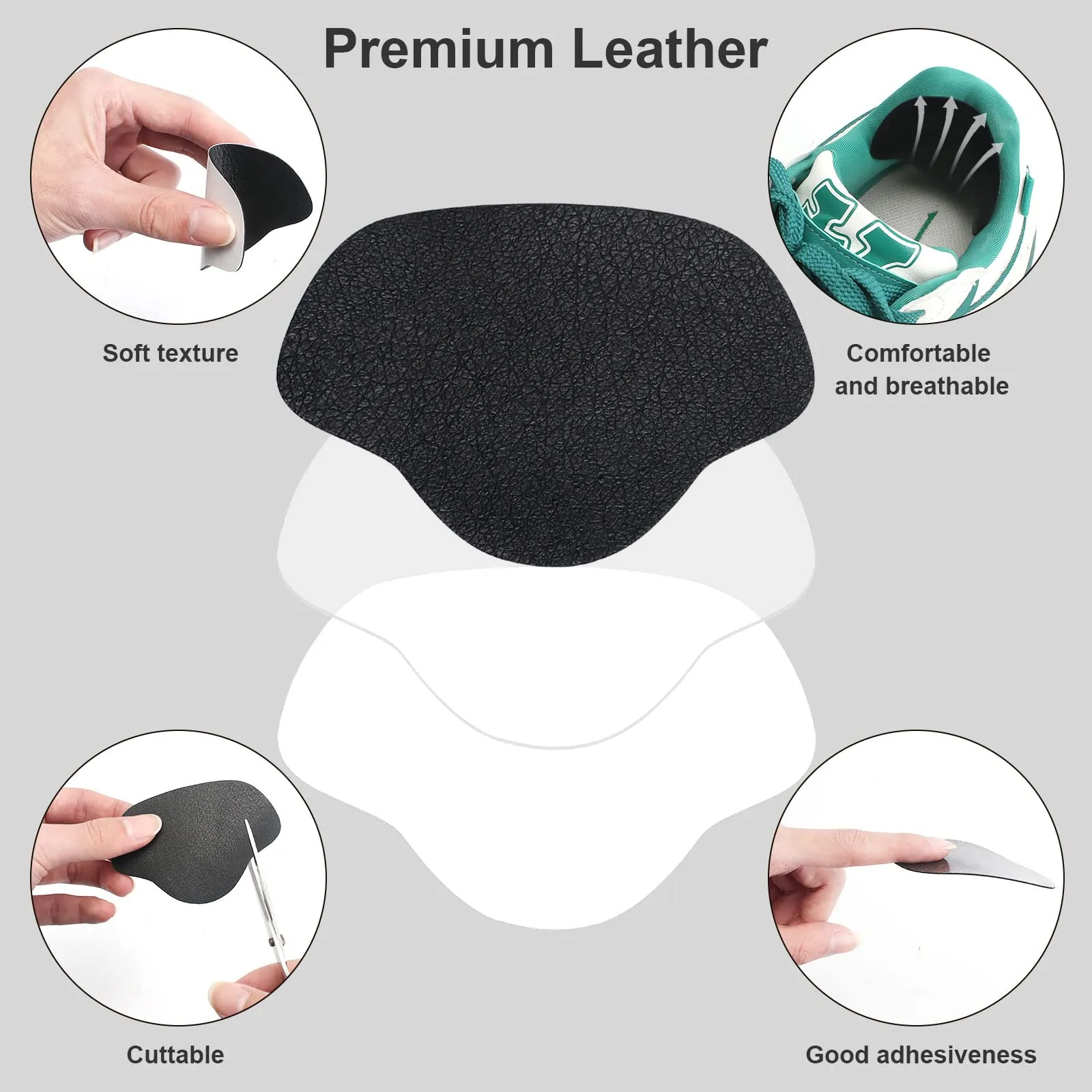 14 Pairs of Shoes Heel Repair, 3 Colors Leather Sneaker Repair Patch, Self-Adhesive Heel Protection Heel Pad Repair for Most Shoes Sitting Leather Goods (Small and Large)