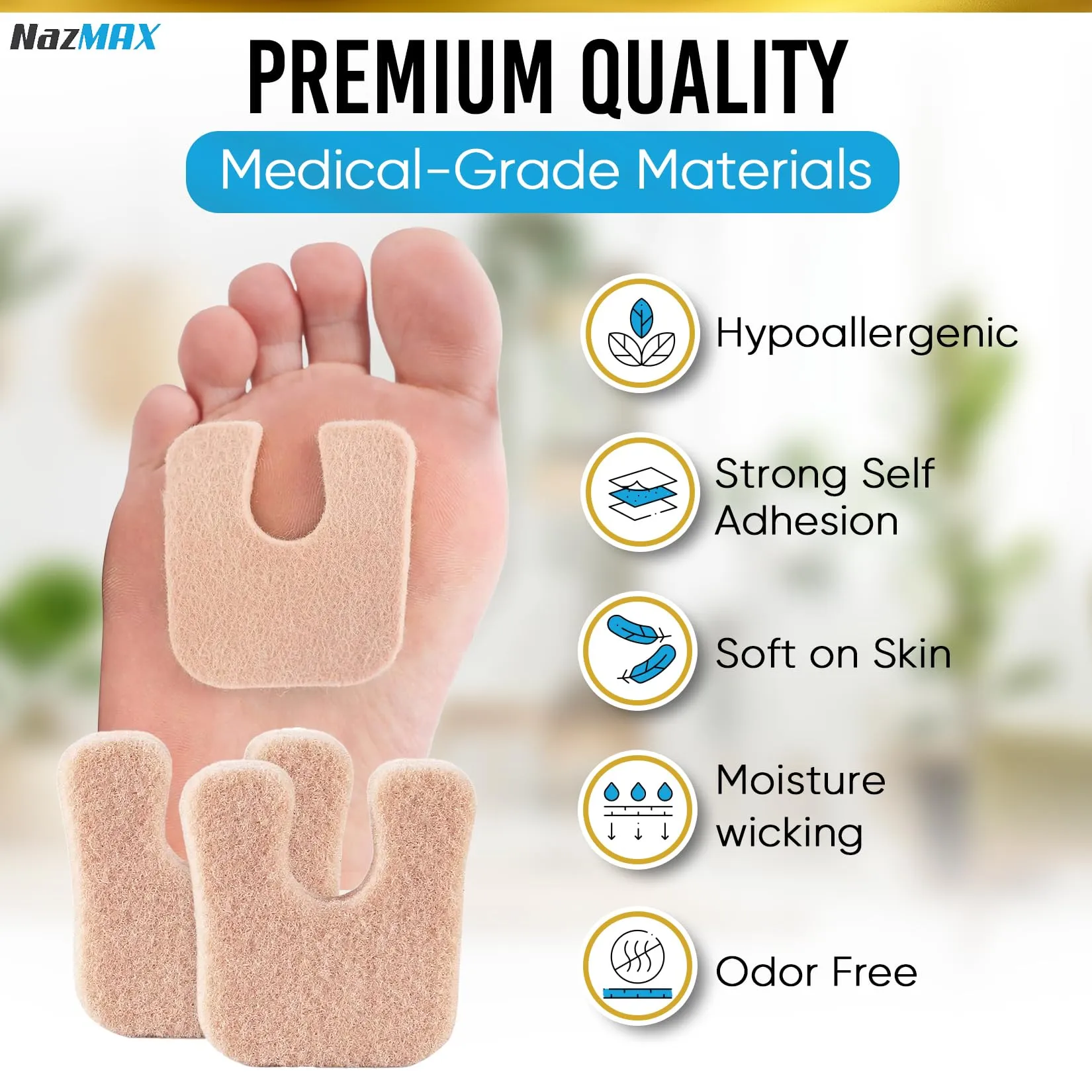 48-PACK U Shaped Felt Callus Pads Metatarsal Pads Forefoot Foot Pads Pain Relief Foot Cushion Keep Calluses from Rubbing on Shoes Adhesive Pads for Men and Women