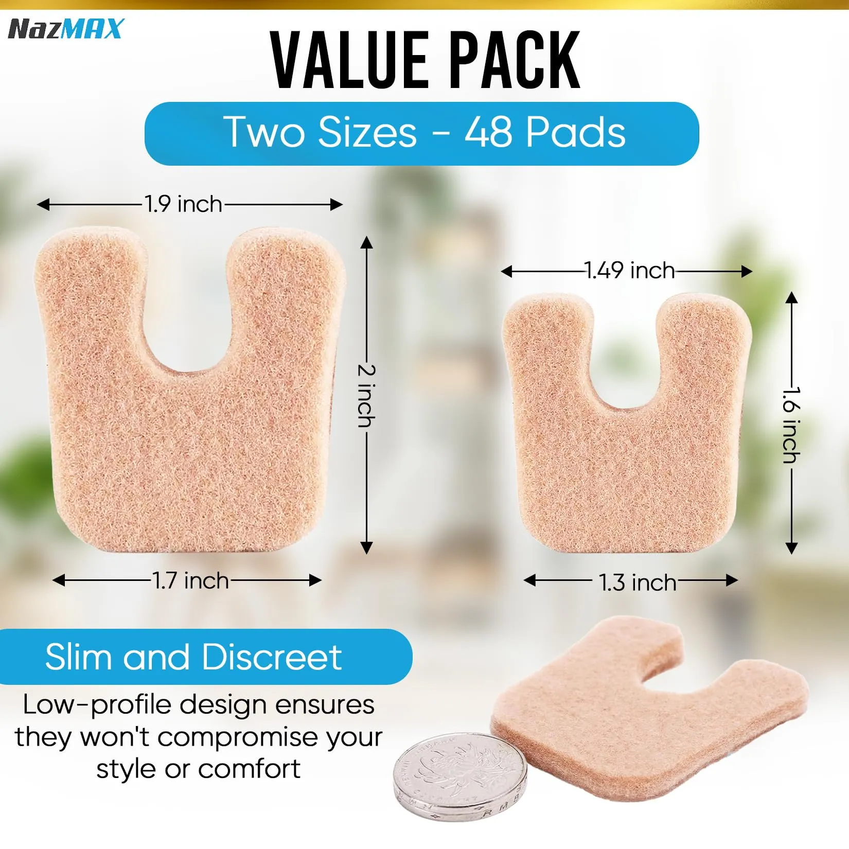48-PACK U Shaped Felt Callus Pads Metatarsal Pads Forefoot Foot Pads Pain Relief Foot Cushion Keep Calluses from Rubbing on Shoes Adhesive Pads for Men and Women