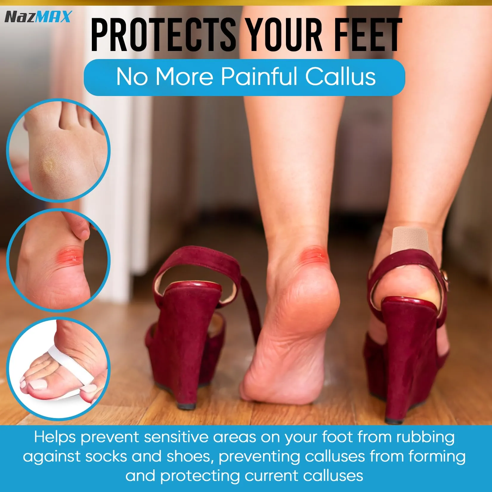 48-PACK U Shaped Felt Callus Pads Metatarsal Pads Forefoot Foot Pads Pain Relief Foot Cushion Keep Calluses from Rubbing on Shoes Adhesive Pads for Men and Women