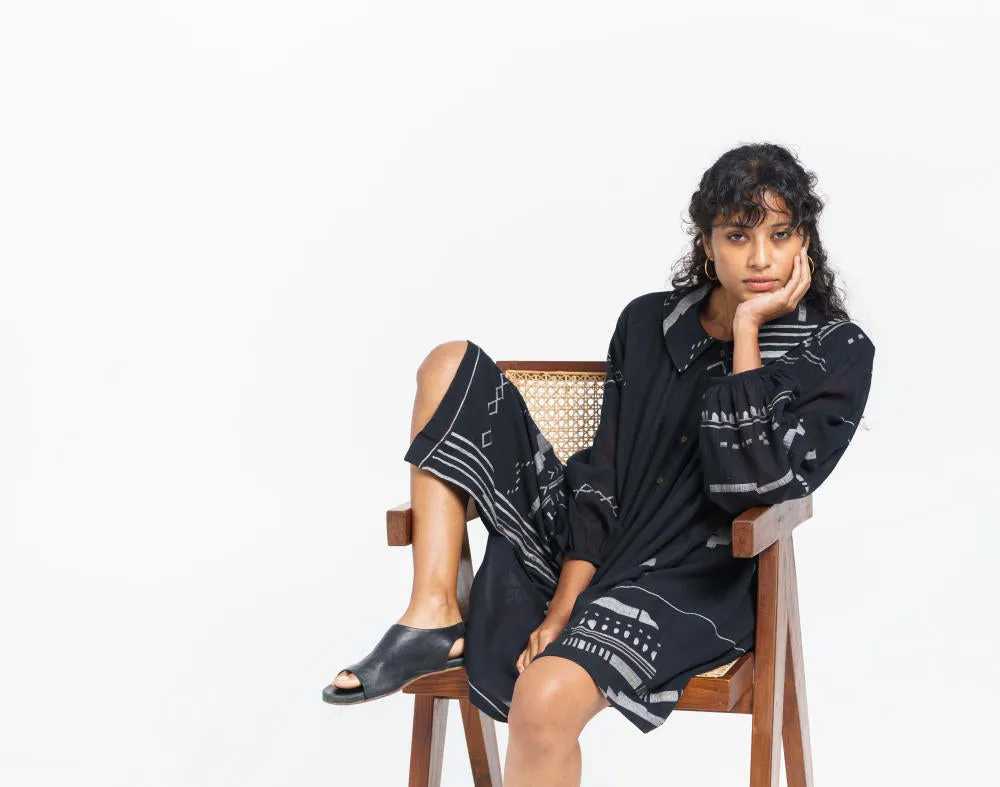 Abstract patterned oversized shirt dress