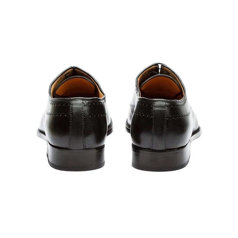 Black Punched Medallion Longwing Oxfords