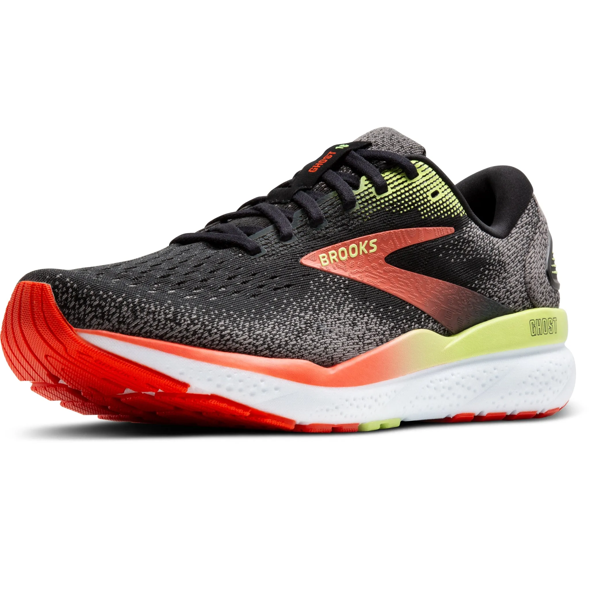 Brooks Ghost 16 Men's Black/Mandarin Red/Green