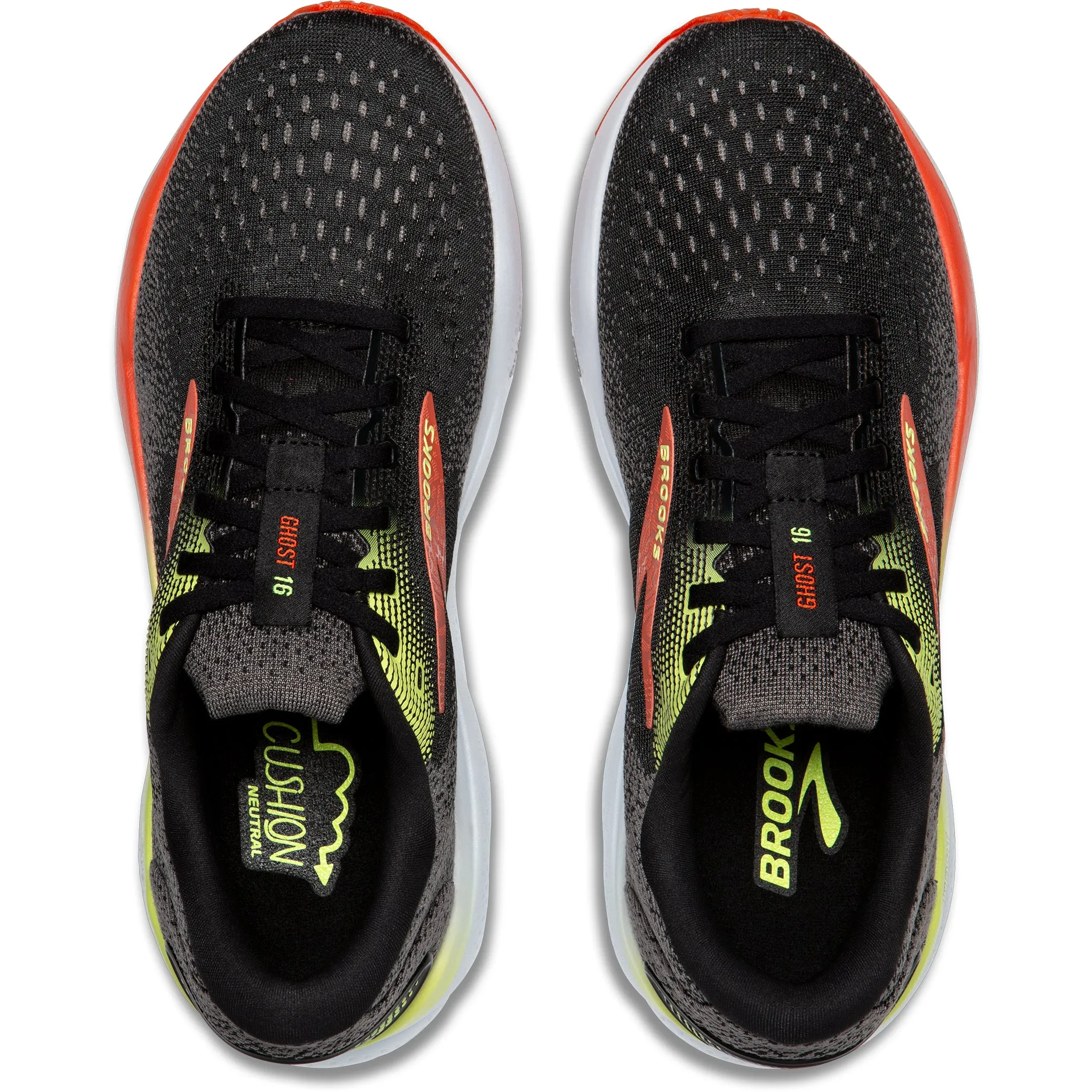 Brooks Ghost 16 Men's Black/Mandarin Red/Green