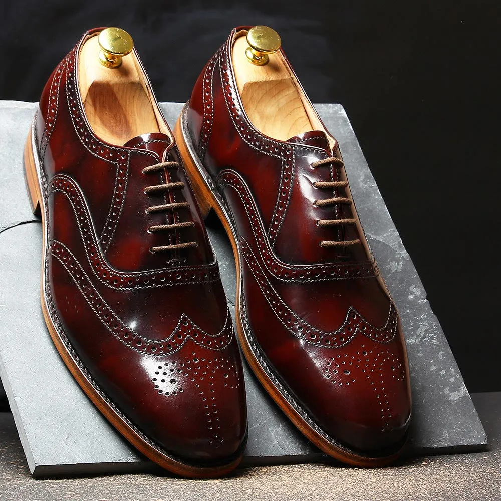 Burgundy Museum Calf Natural Sole Goodyear Welted Oxfords