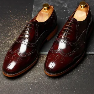 Burgundy Museum Calf Natural Sole Goodyear Welted Oxfords