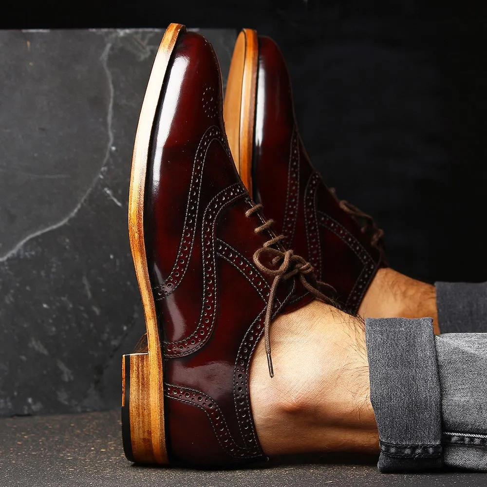 Burgundy Museum Calf Natural Sole Goodyear Welted Oxfords