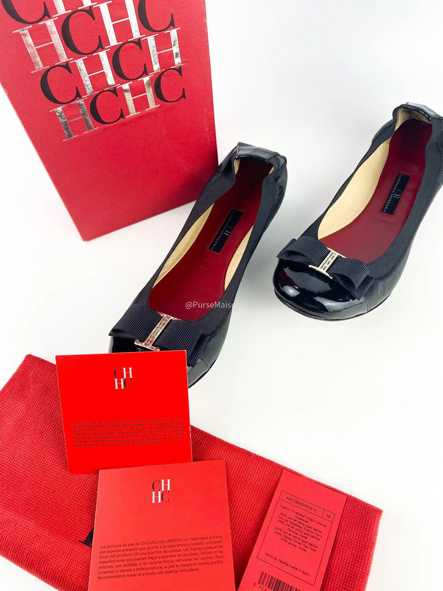 Carolina Herrera Black Ballet Flats Size 38 EU (23.5cm)