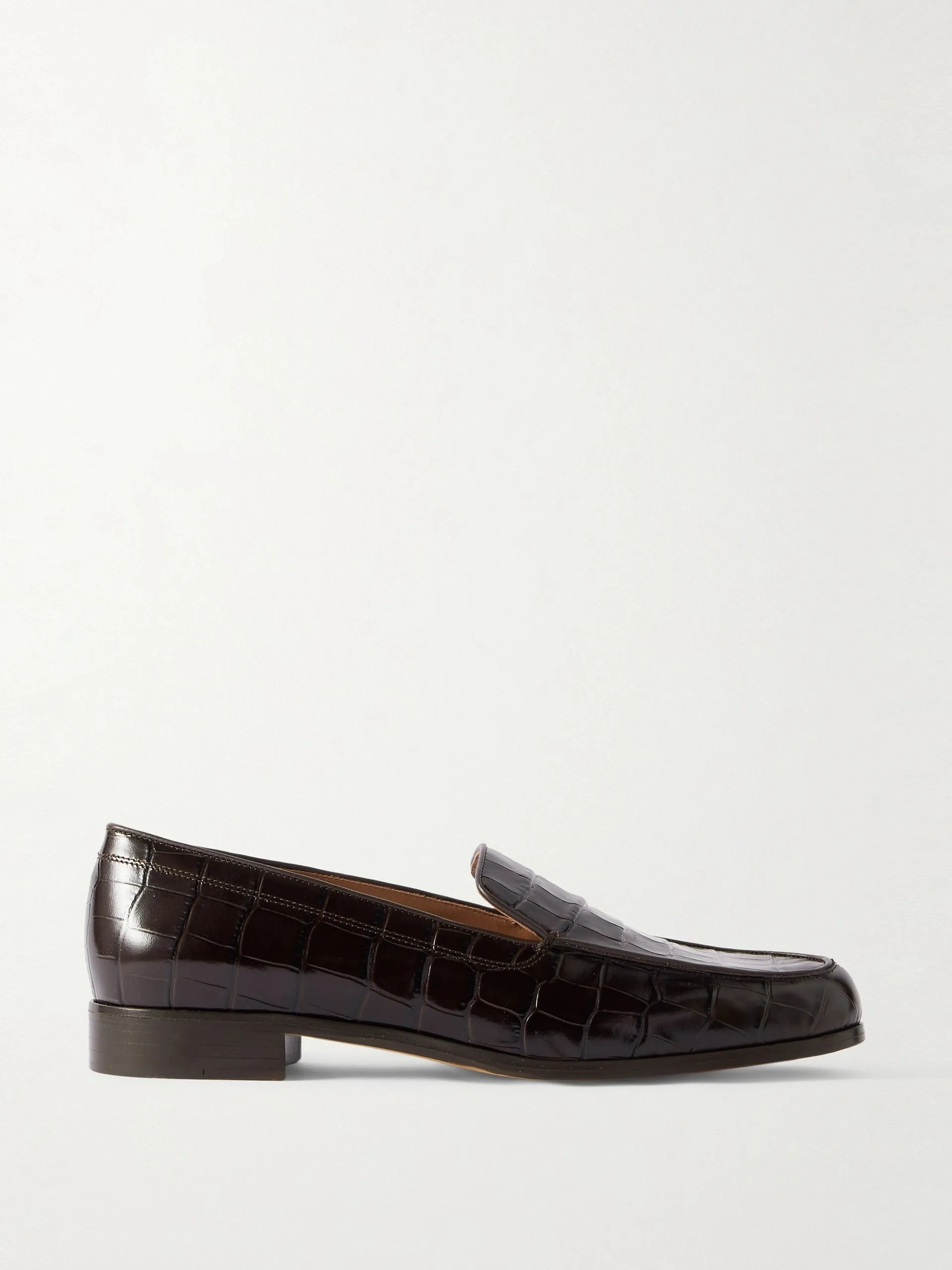 Danielle glossed croc-effect leather loafers