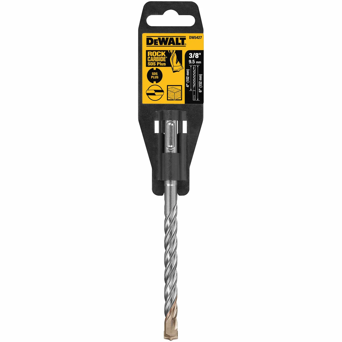 DeWalt DW5427 3/8" x 4" x 6" Rock Carbide SDS Plus Hammer Bit, 2 Cutter