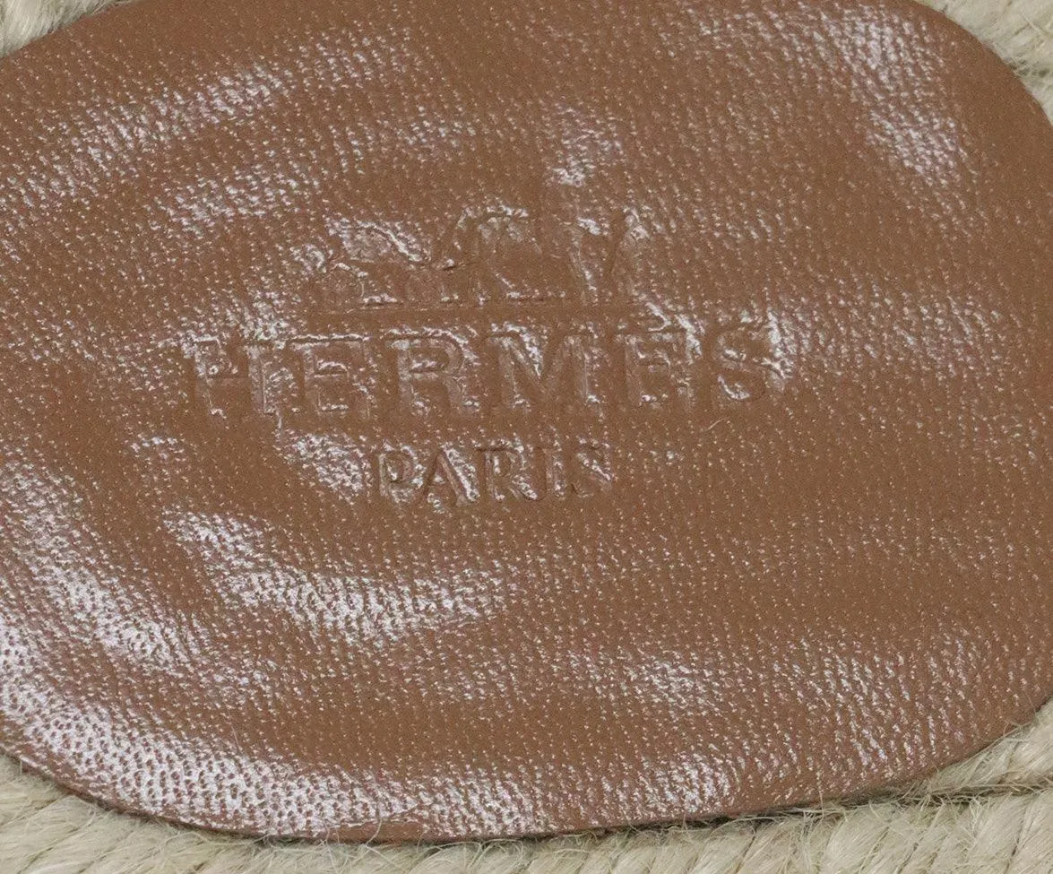 Hermes Tan Leather Espadrille Sandals sz 5