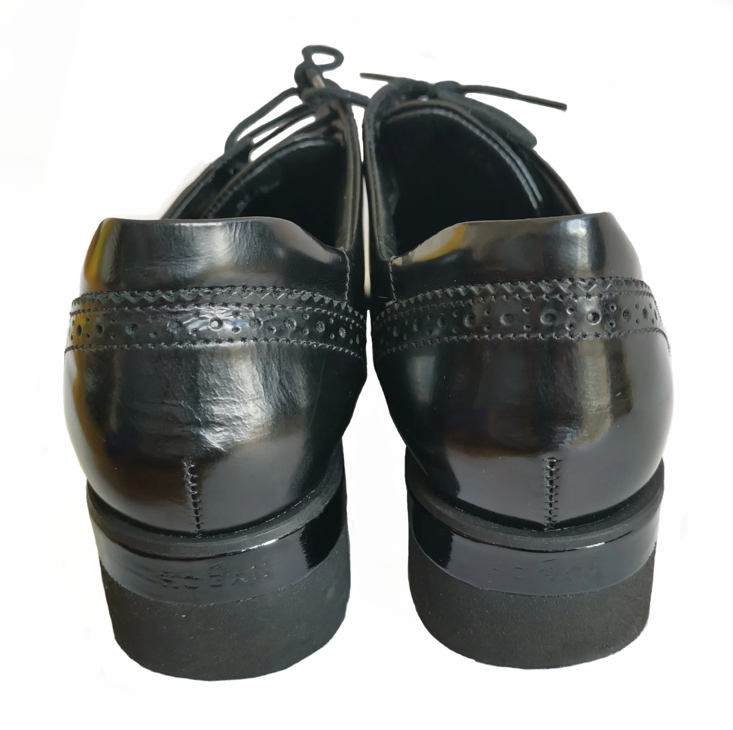 HOGAN BLACK PERFORATED PLATFORM OXFORDS (37.5)