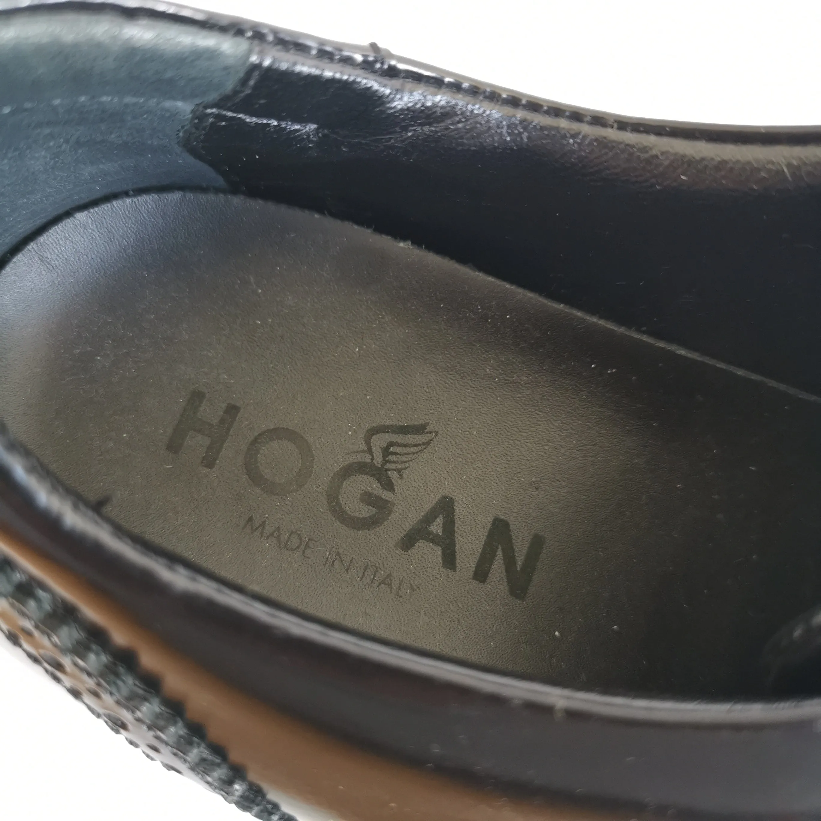 HOGAN BLACK PERFORATED PLATFORM OXFORDS (37.5)