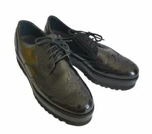 HOGAN BLACK PERFORATED PLATFORM OXFORDS (37.5)
