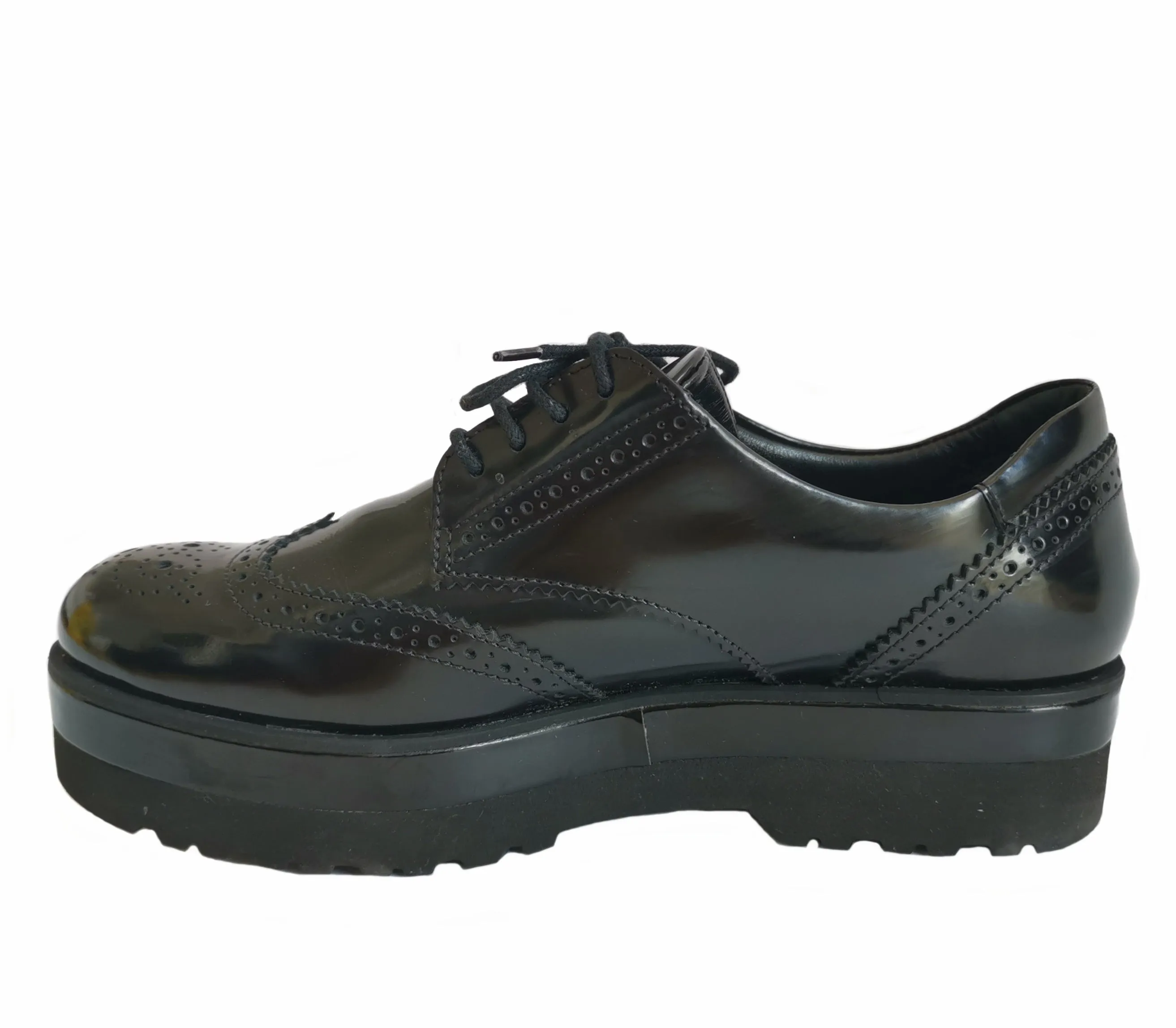 HOGAN BLACK PERFORATED PLATFORM OXFORDS (37.5)