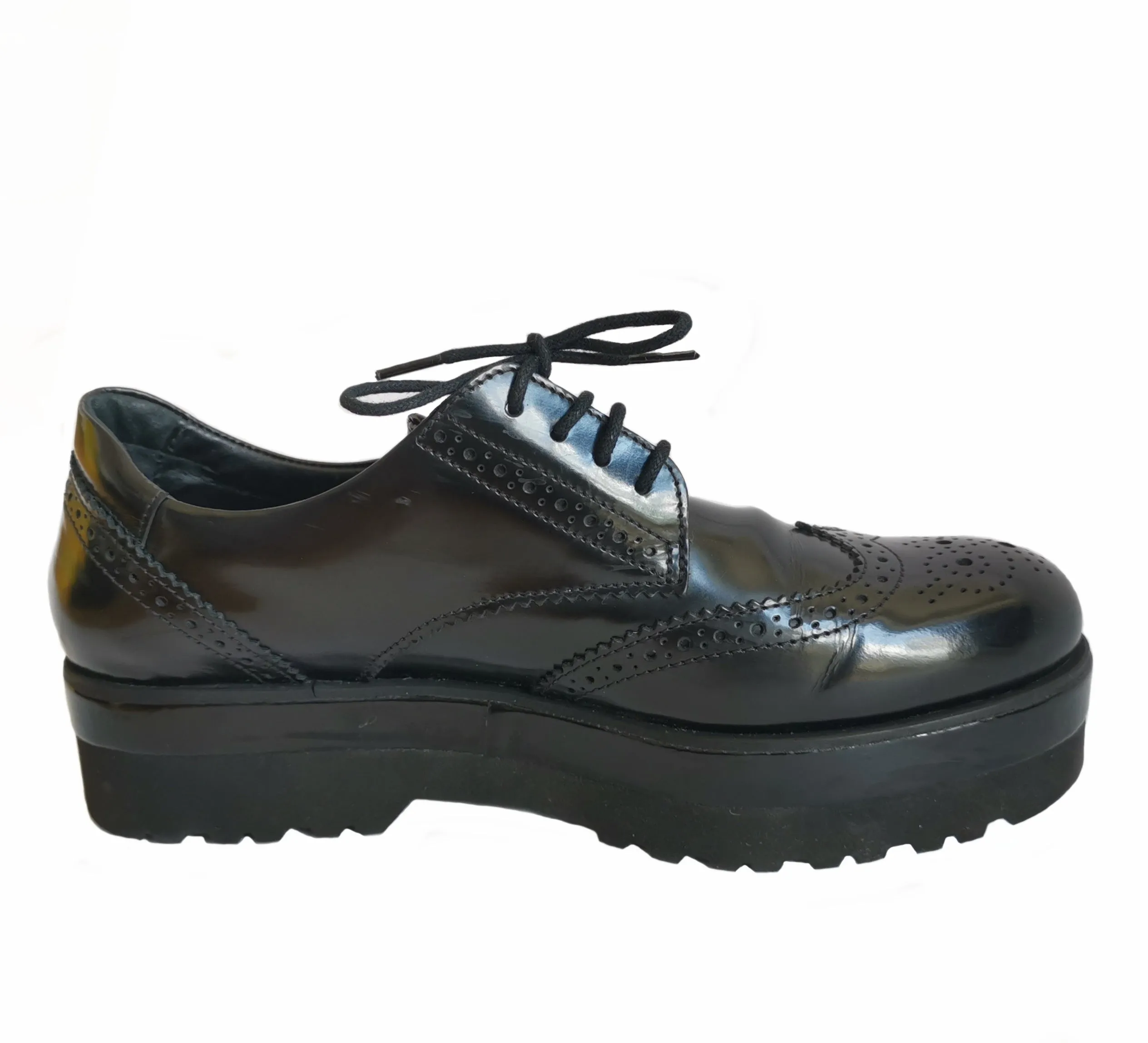 HOGAN BLACK PERFORATED PLATFORM OXFORDS (37.5)