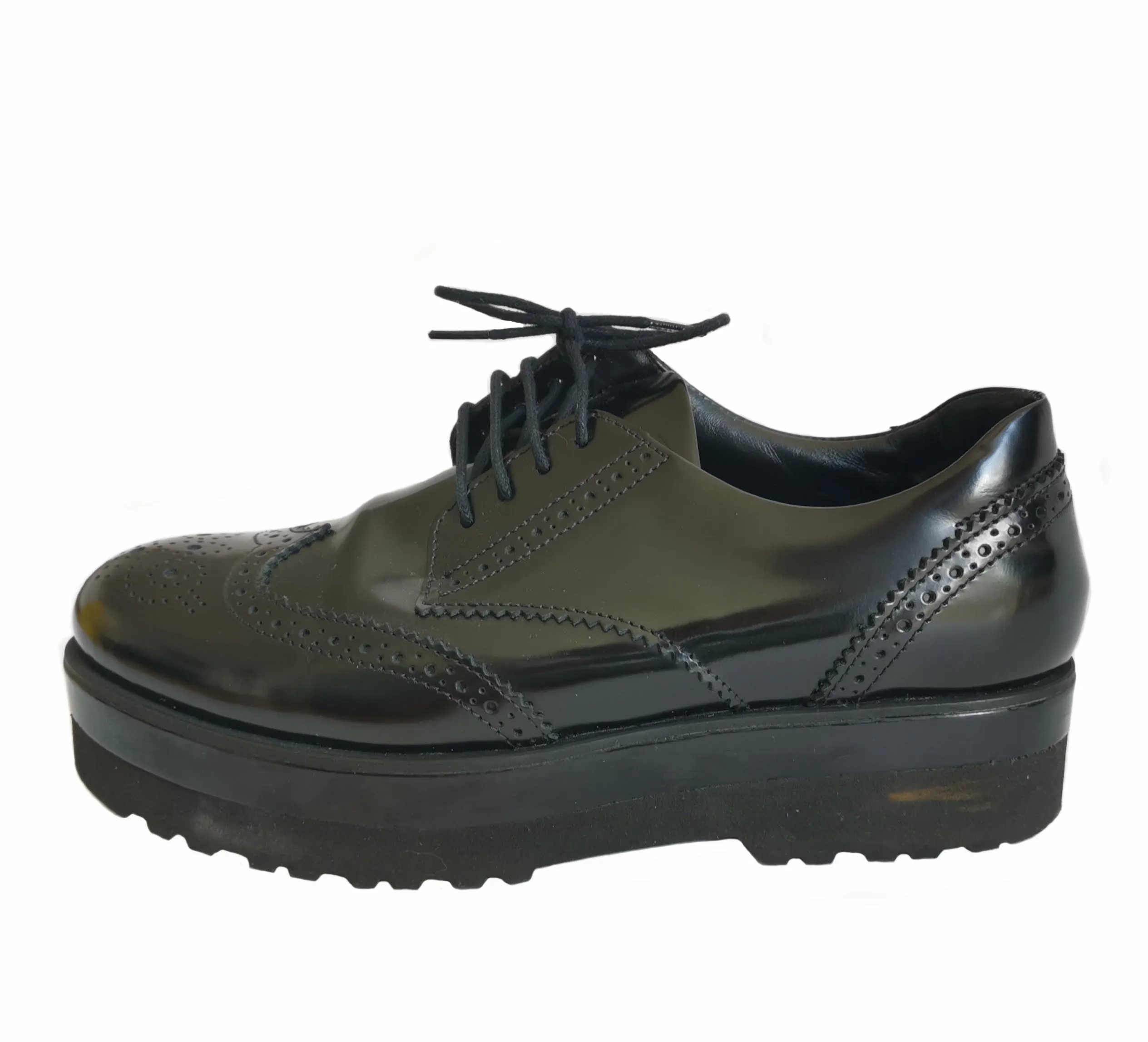 HOGAN BLACK PERFORATED PLATFORM OXFORDS (37.5)