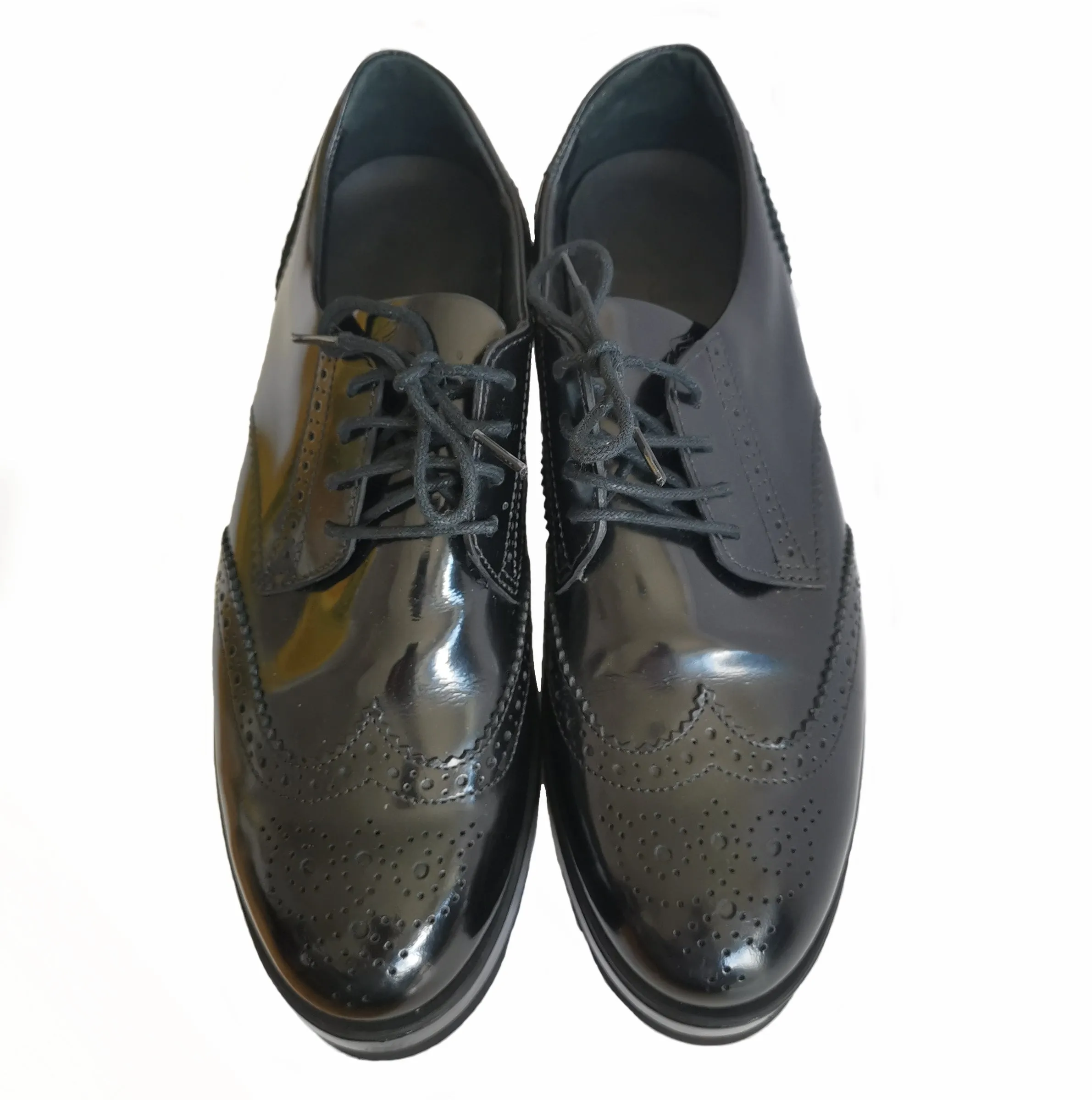 HOGAN BLACK PERFORATED PLATFORM OXFORDS (37.5)
