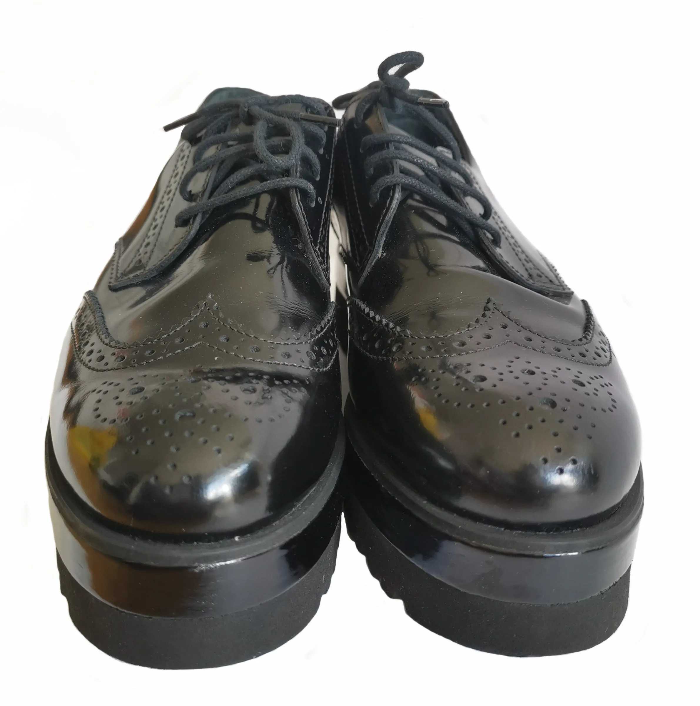 HOGAN BLACK PERFORATED PLATFORM OXFORDS (37.5)