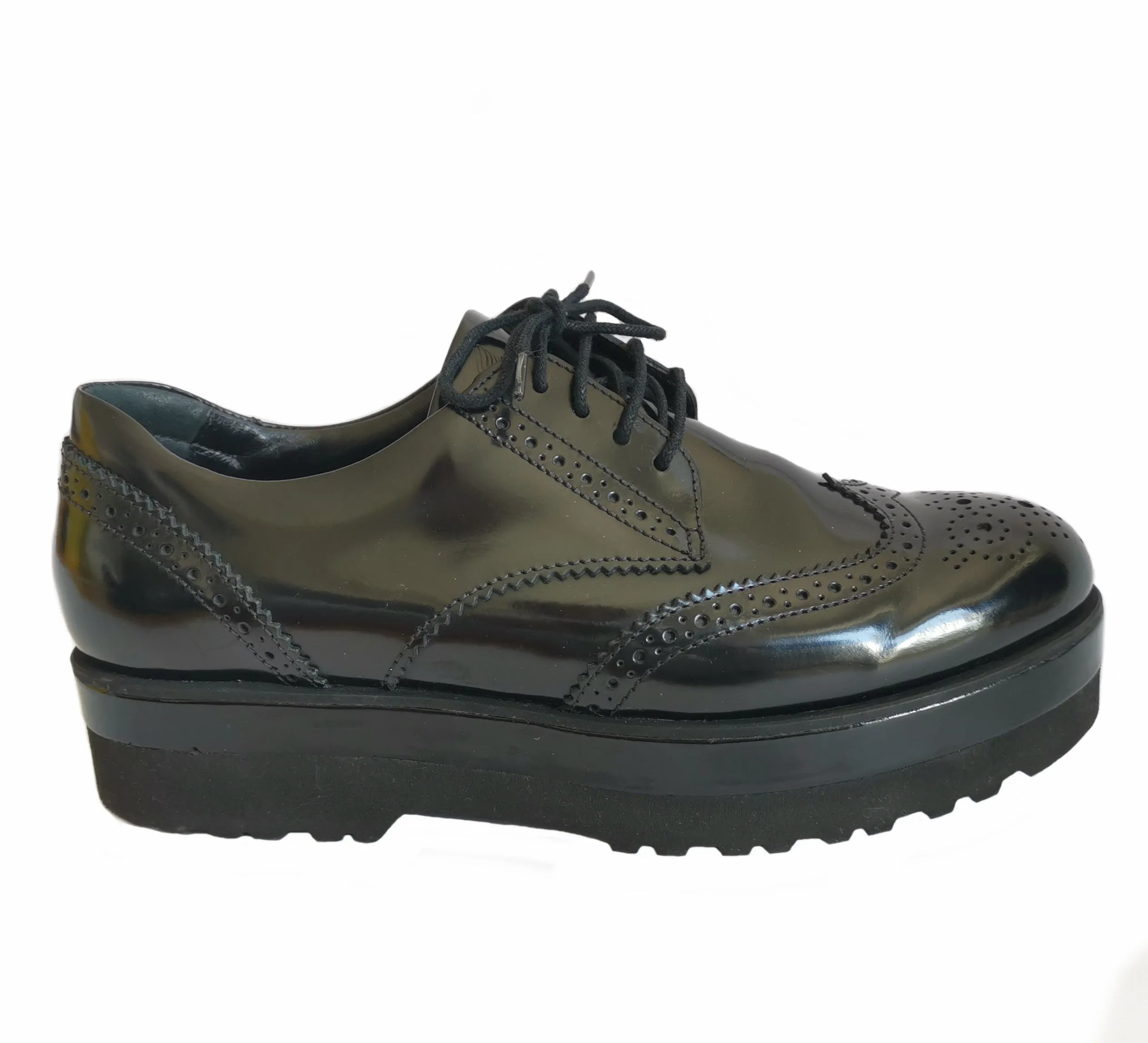HOGAN BLACK PERFORATED PLATFORM OXFORDS (37.5)