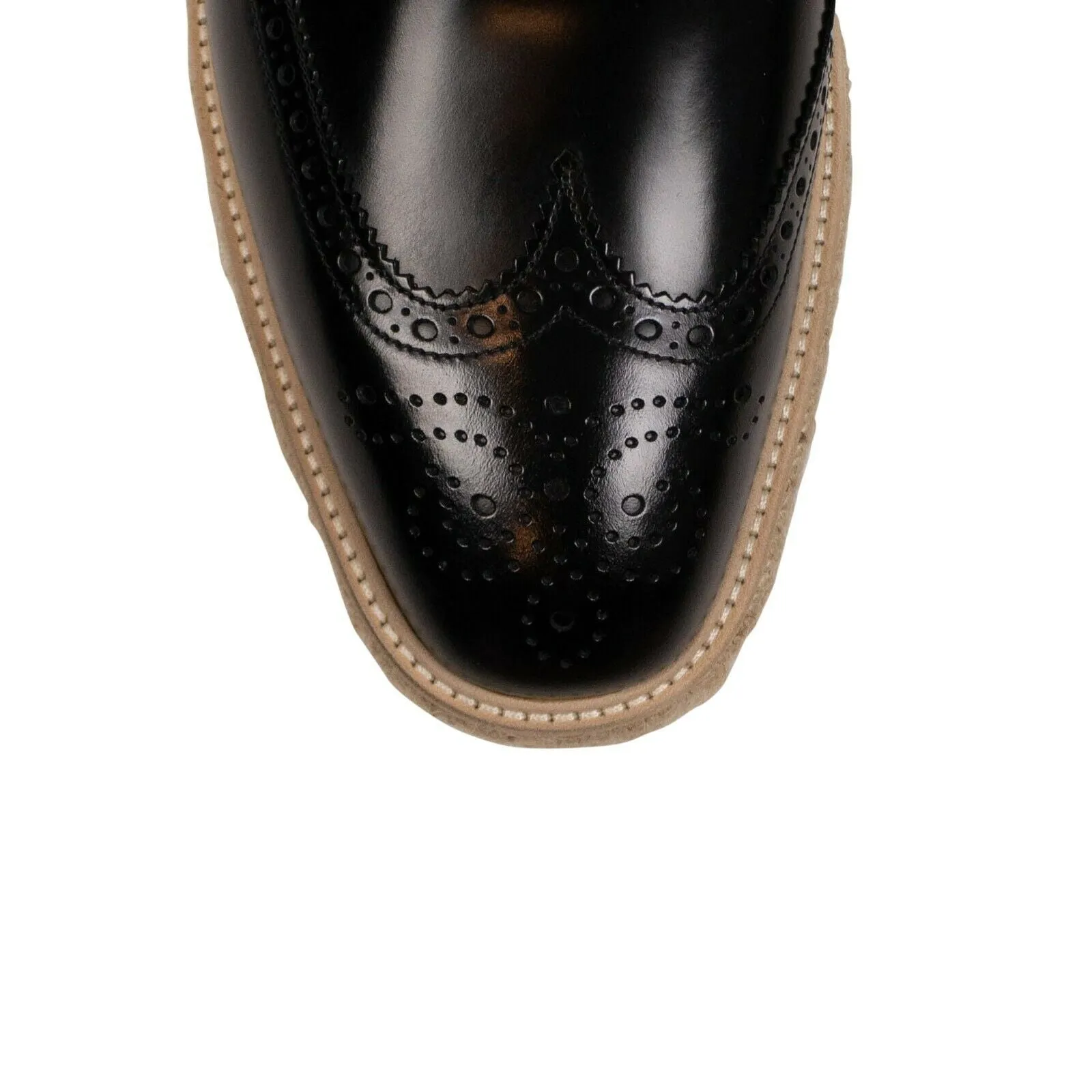 LEATHER PLATFORM LACE-UP BLACK DERBY SHOES