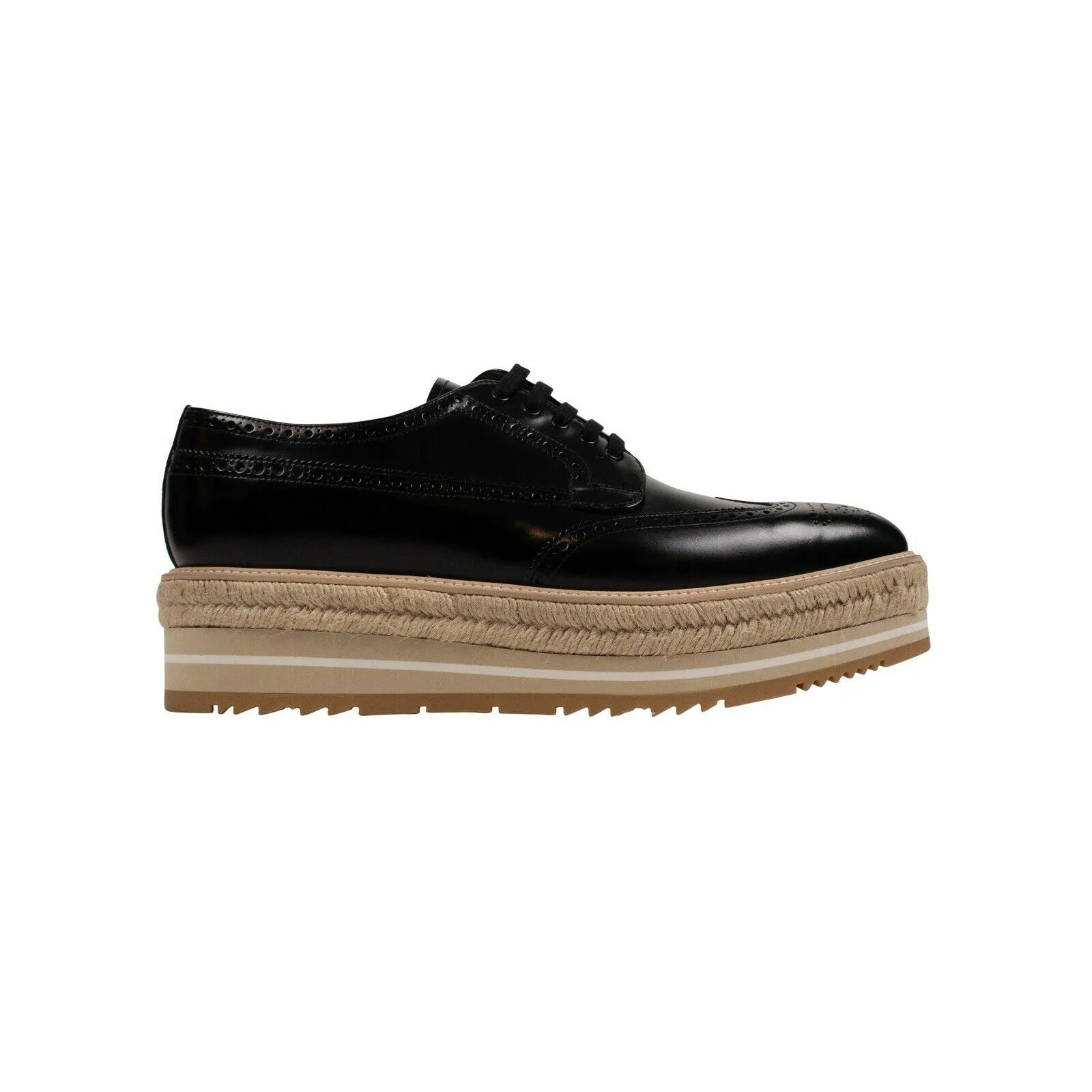 LEATHER PLATFORM LACE-UP BLACK DERBY SHOES