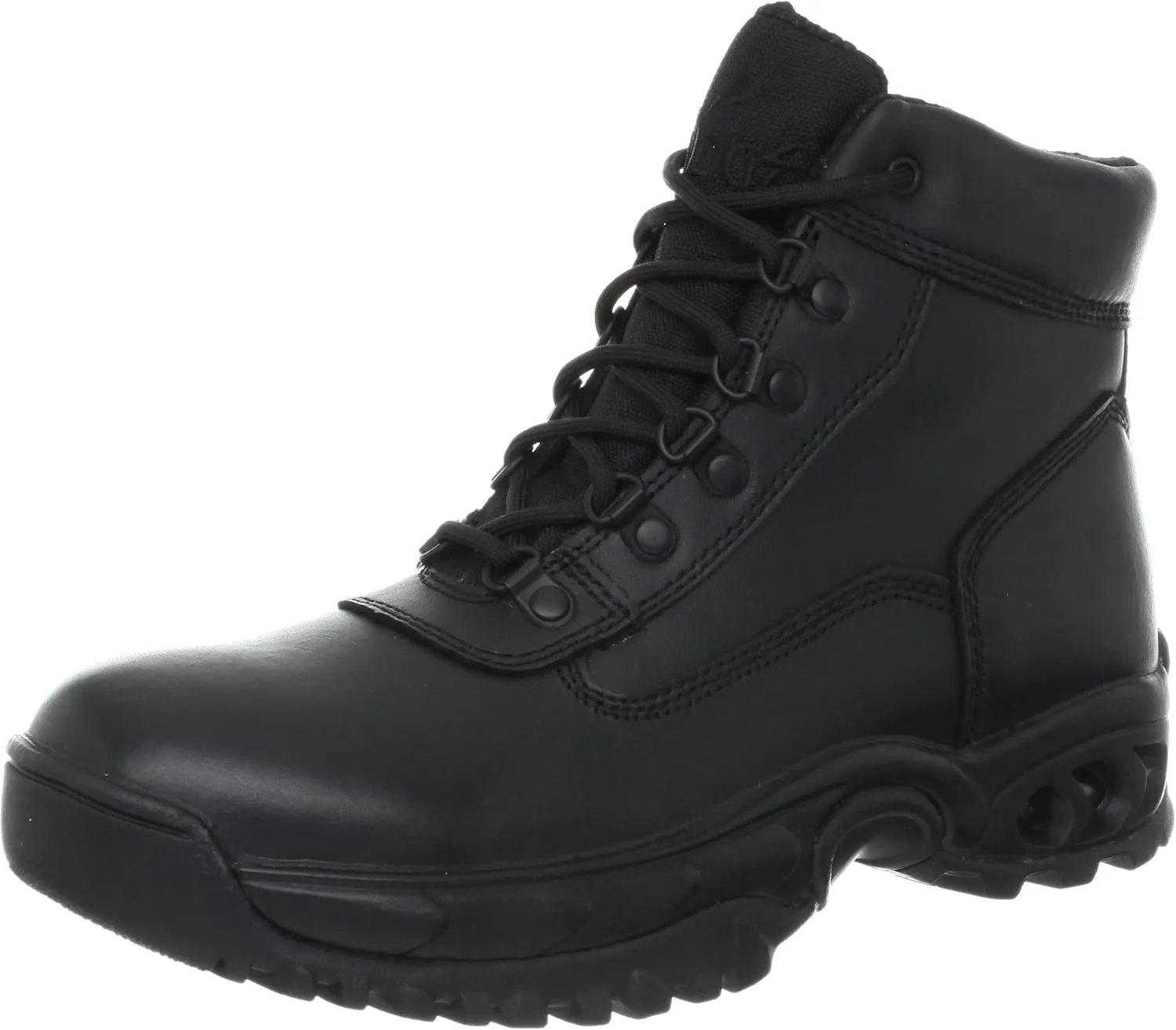 Mens Tactical Waterproof Work Boots Air-Tac Mid 6 with Zipper - Oil & Slip Resistant Black Leather Boots