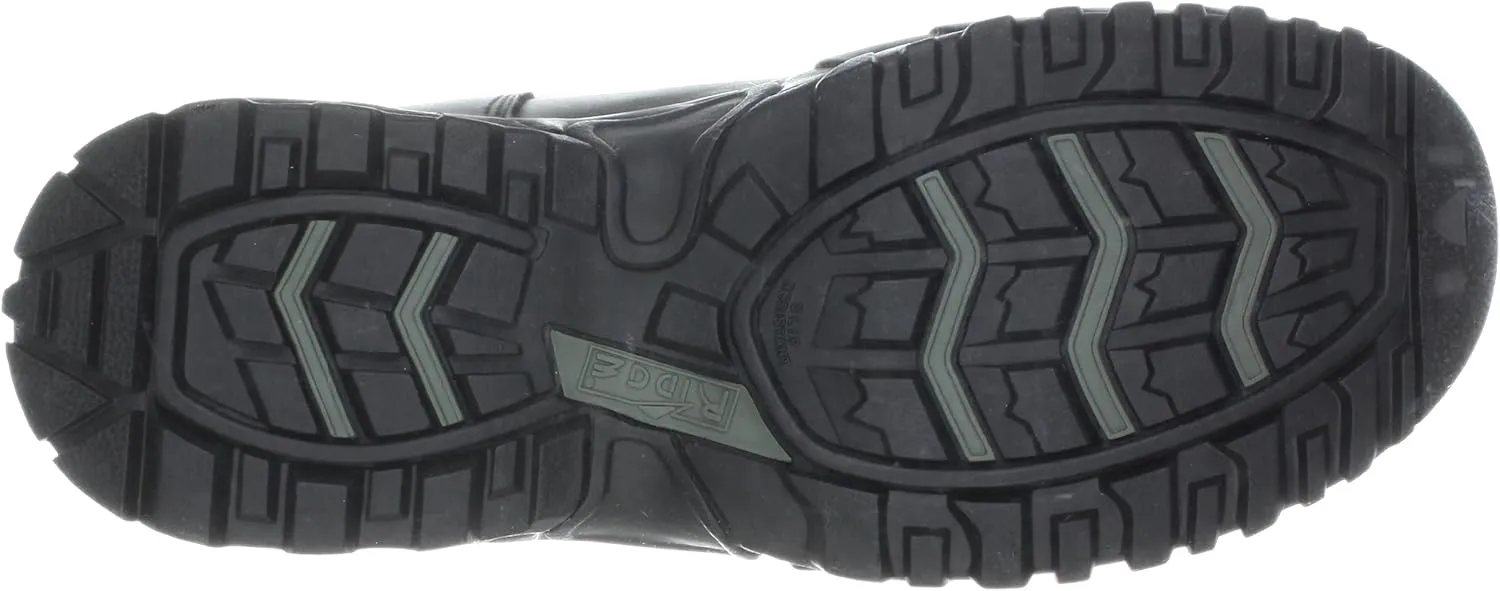 Mens Tactical Waterproof Work Boots Air-Tac Mid 6 with Zipper - Oil & Slip Resistant Black Leather Boots