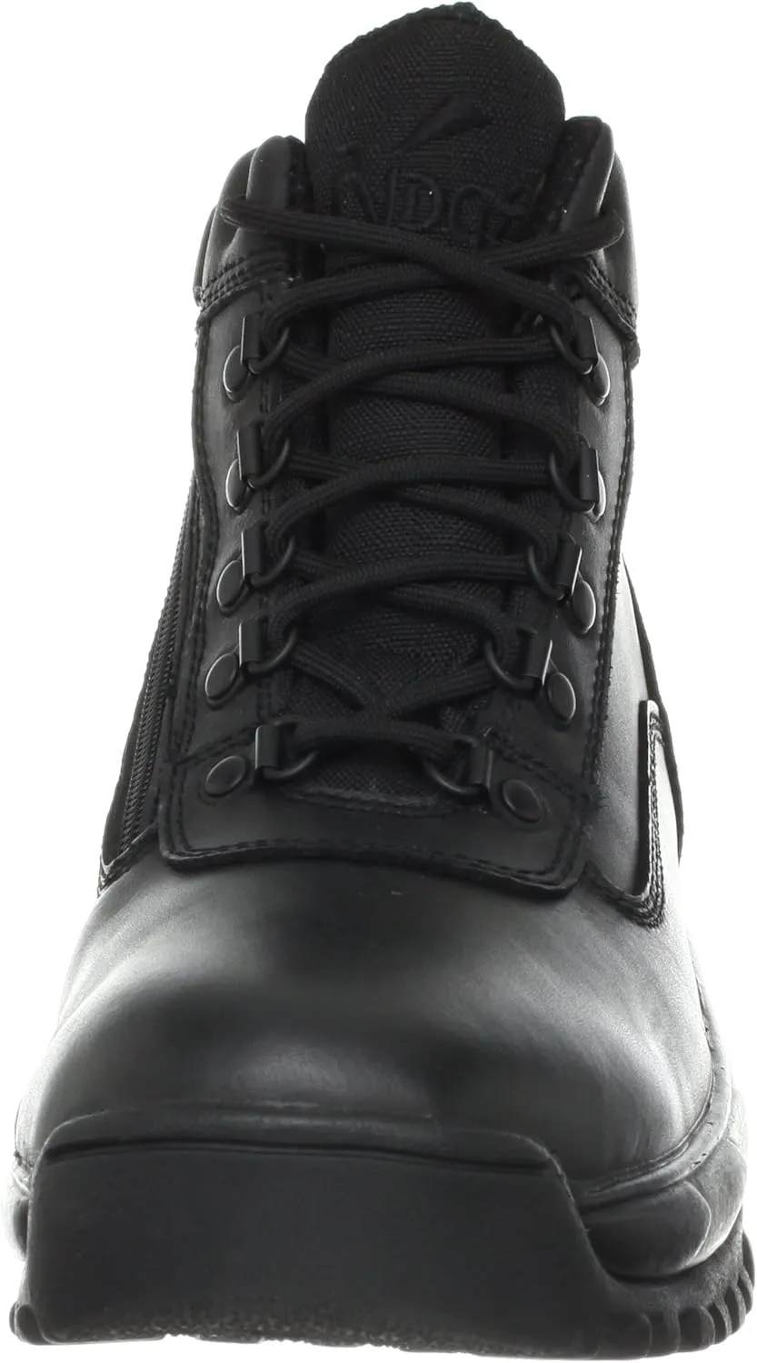 Mens Tactical Waterproof Work Boots Air-Tac Mid 6 with Zipper - Oil & Slip Resistant Black Leather Boots
