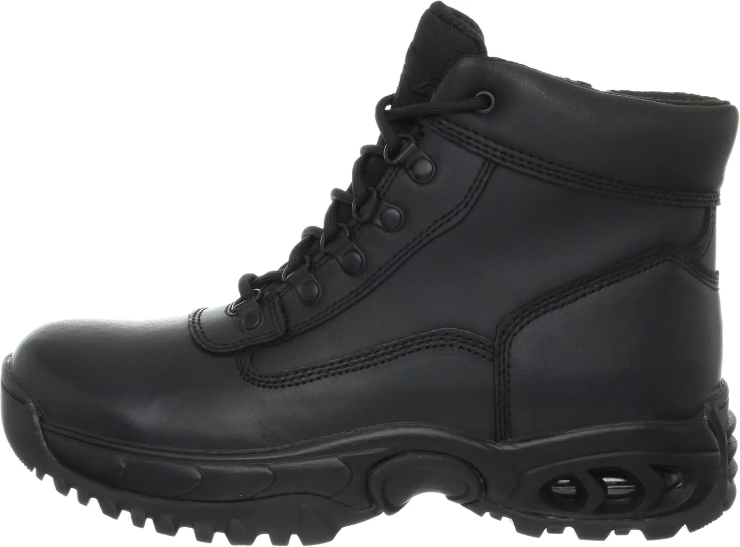 Mens Tactical Waterproof Work Boots Air-Tac Mid 6 with Zipper - Oil & Slip Resistant Black Leather Boots
