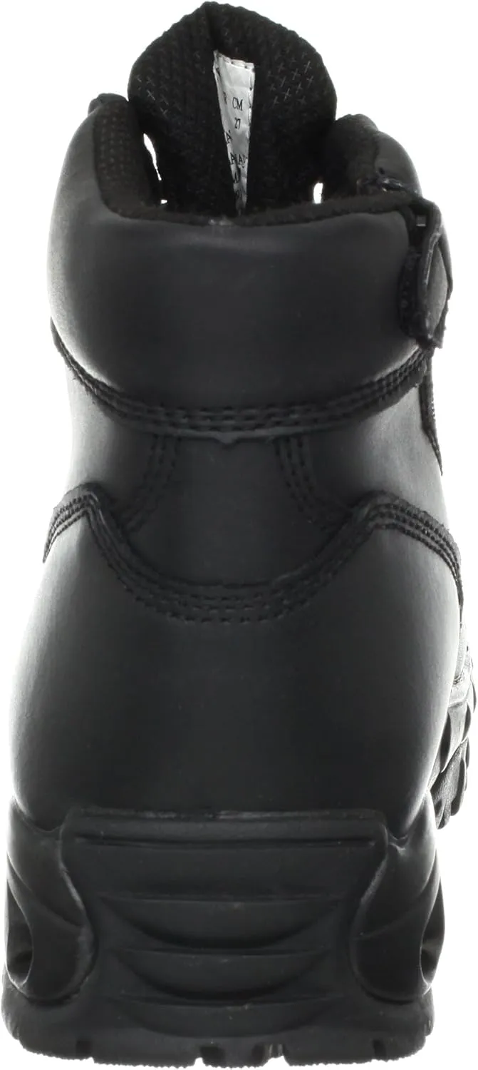 Mens Tactical Waterproof Work Boots Air-Tac Mid 6 with Zipper - Oil & Slip Resistant Black Leather Boots