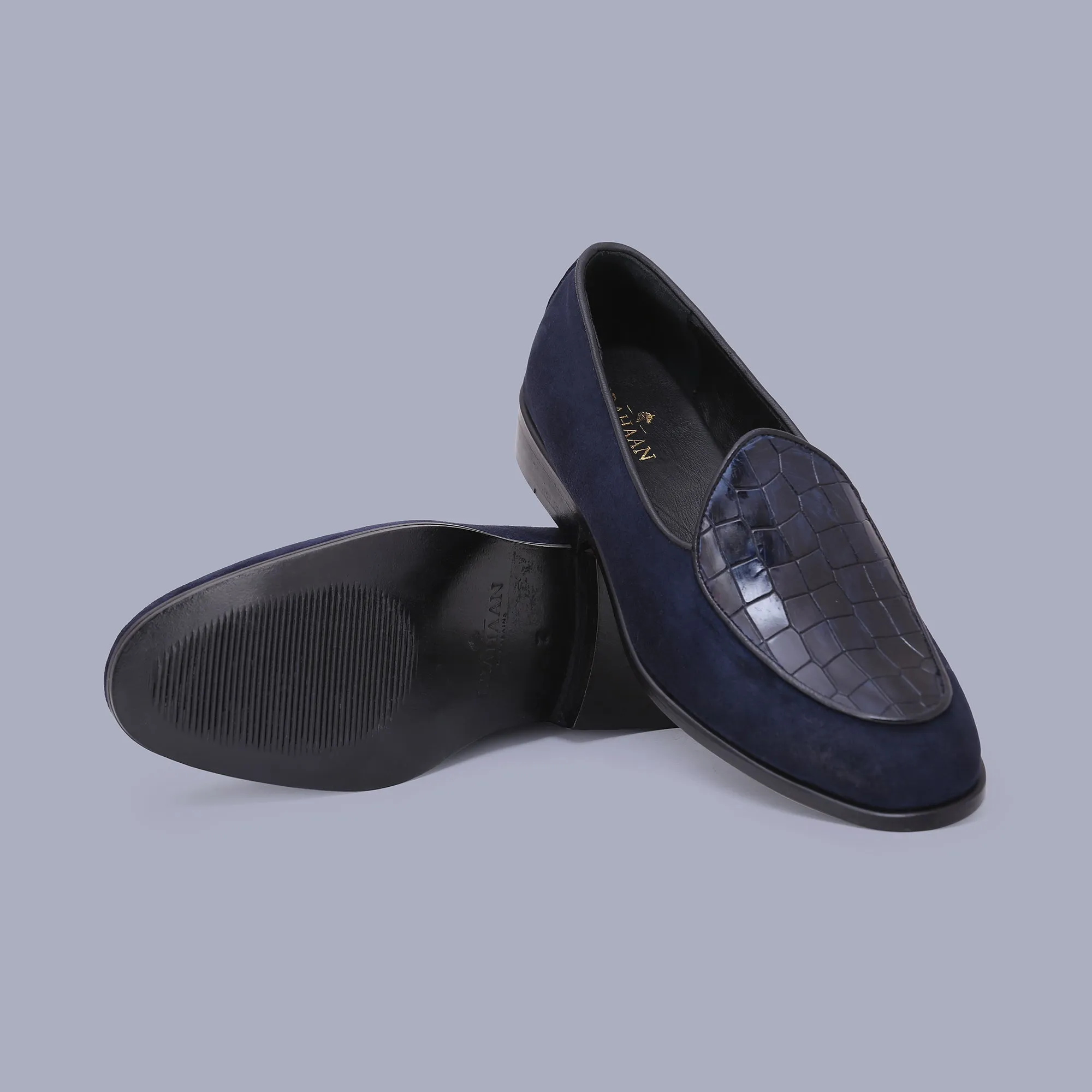Navy Suede Loafers