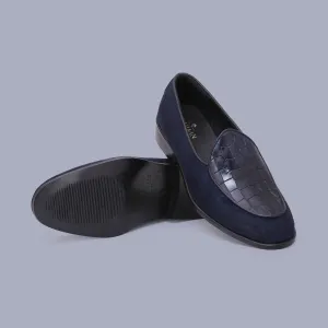 Navy Suede Loafers