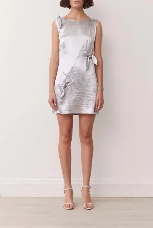 OLIVIA DRESS IN METALLIC SILVER