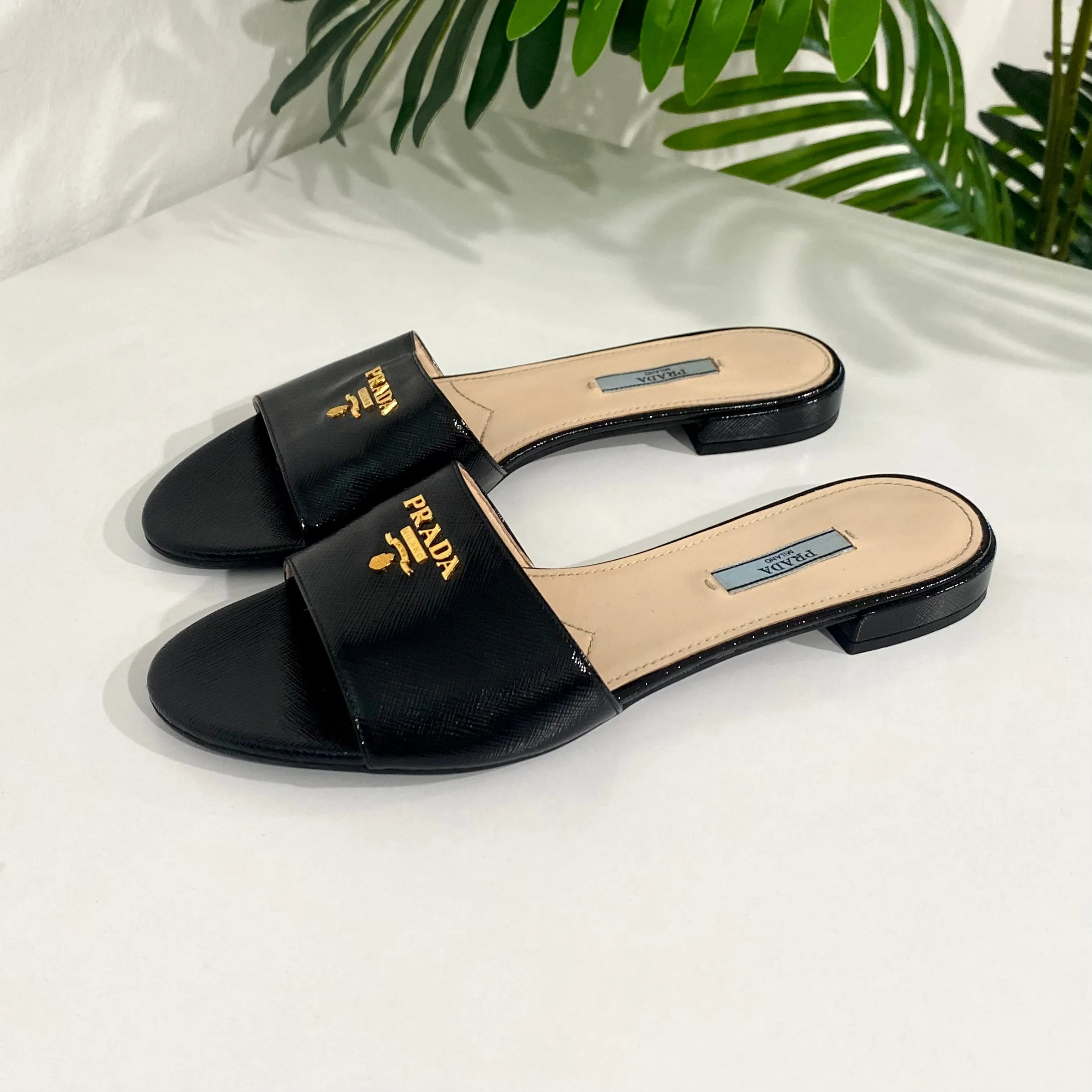 Prada Black Slide Sandals
