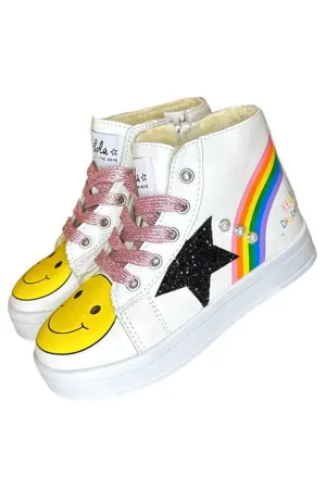 Rainbow Smiley Hi Top Sneakers