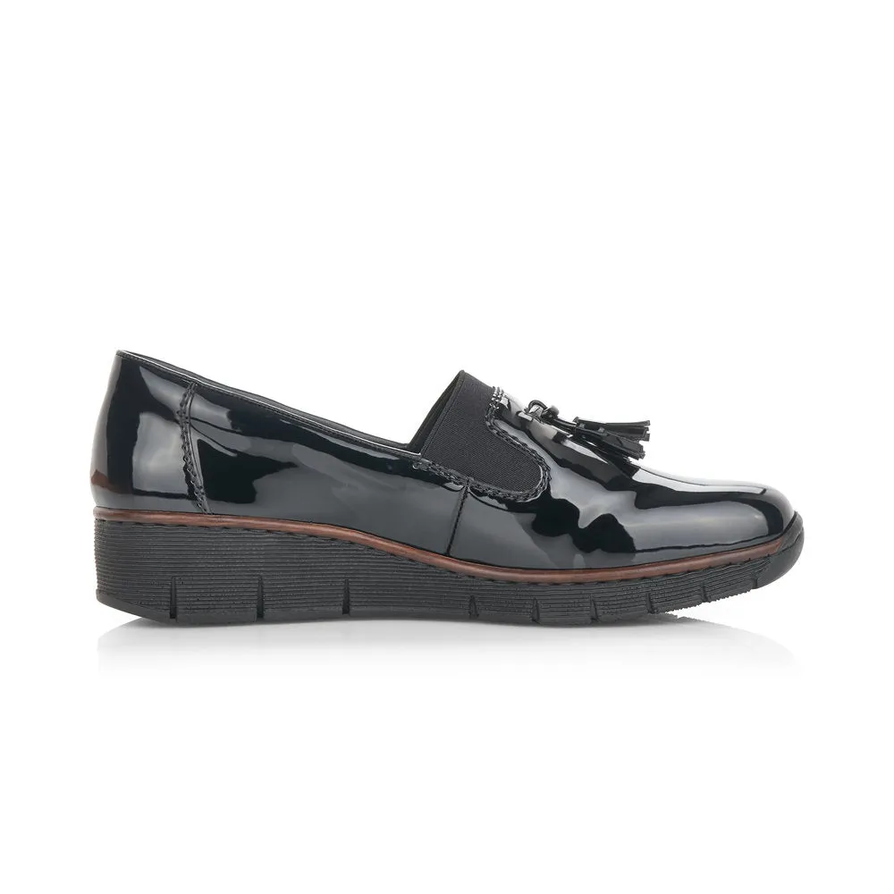 Rieker Ladies Flat Tassle front Shoe