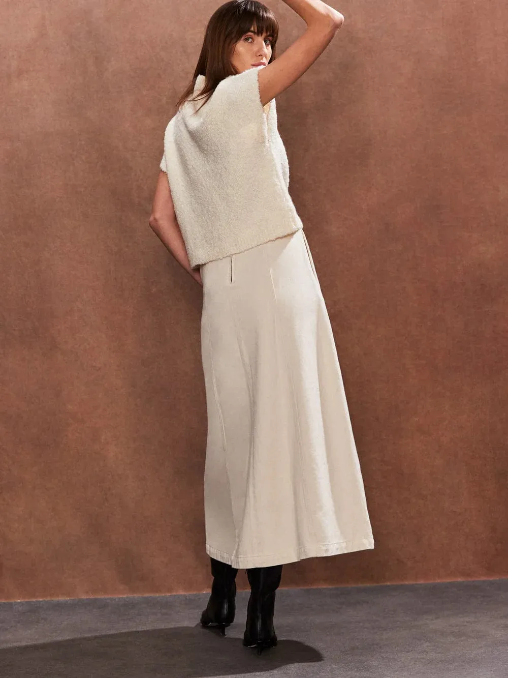 Ro&Zo Fluffy Short-Sleeved Knit in Cream