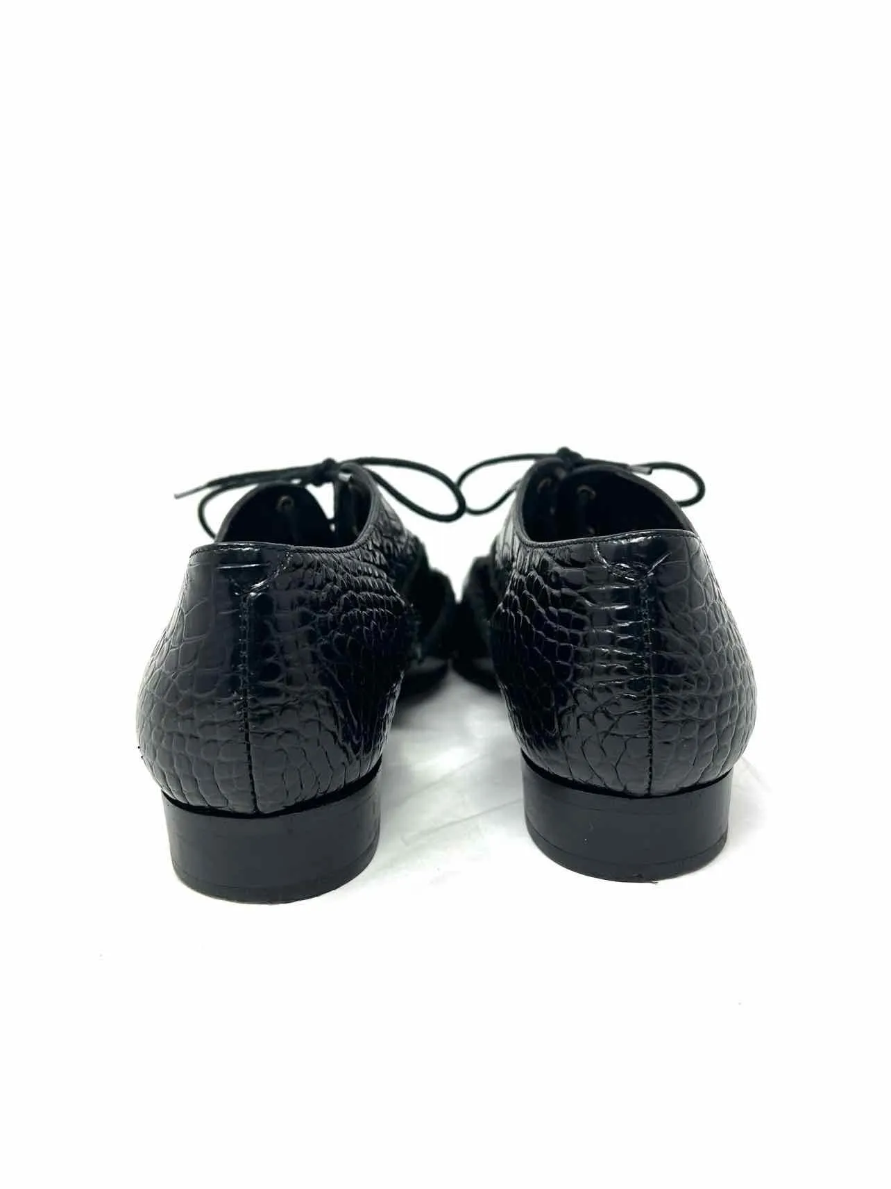 Robert Clergerie Size 8 Black Embossed Leather Shoes Oxfords