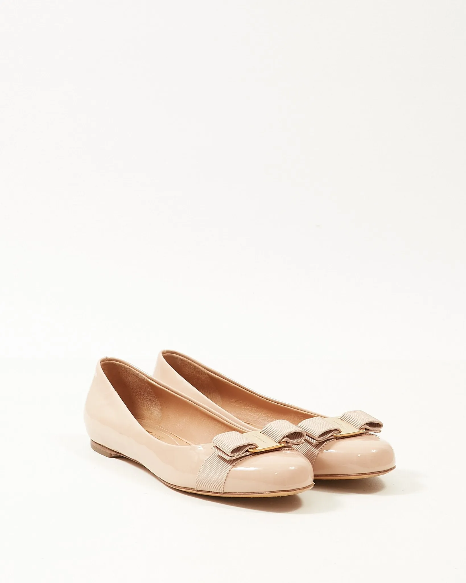 Salvatore Ferragamo Beige Patent Varina Ballet Flats - 9