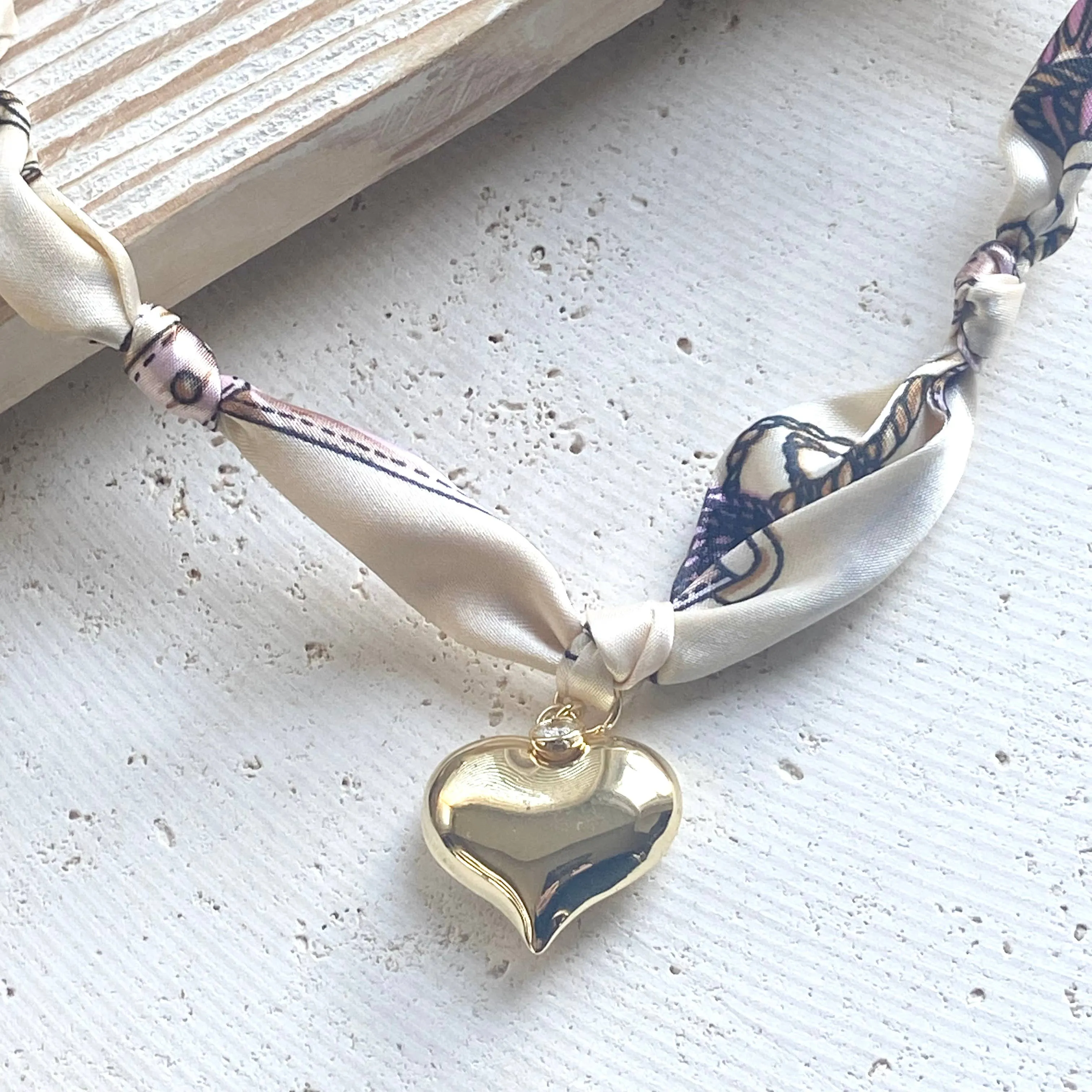 Scarf Necklace with Charm Pendants