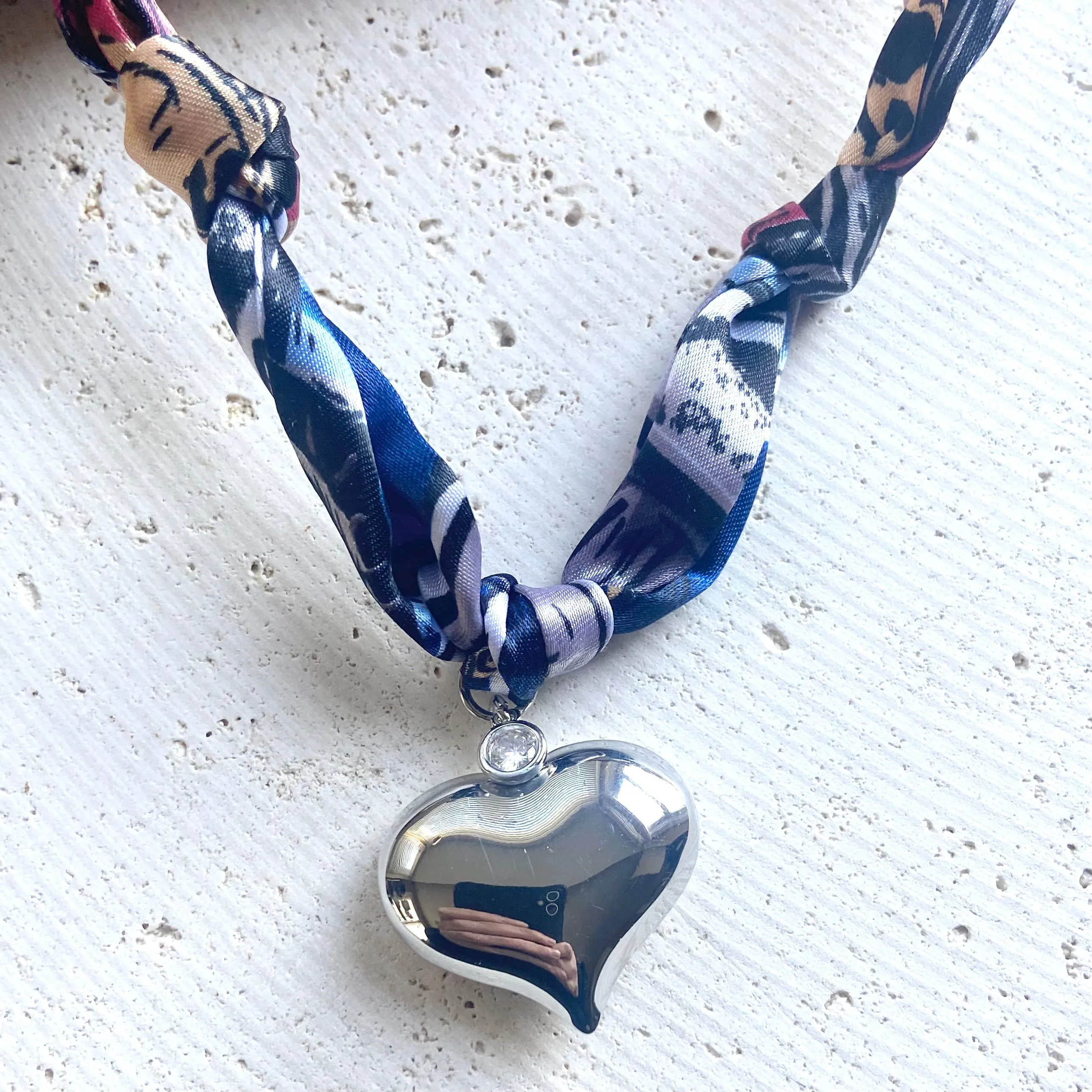 Scarf Necklace with Charm Pendants