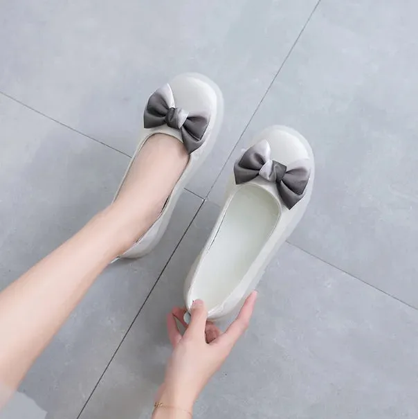 Sohiwoo cute bowknot kawaii shoes set foot cosplay princess women shoes loli daily Japanese sweet lolita shoes rubber sole round head