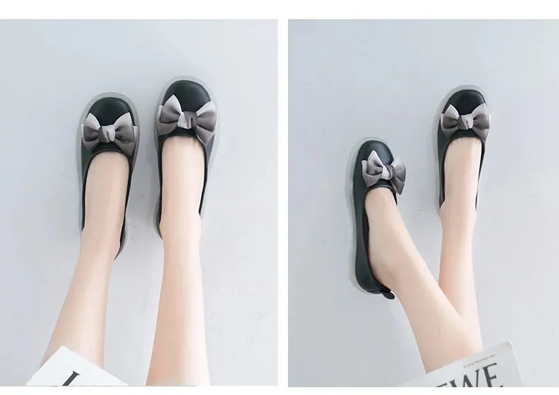 Sohiwoo cute bowknot kawaii shoes set foot cosplay princess women shoes loli daily Japanese sweet lolita shoes rubber sole round head