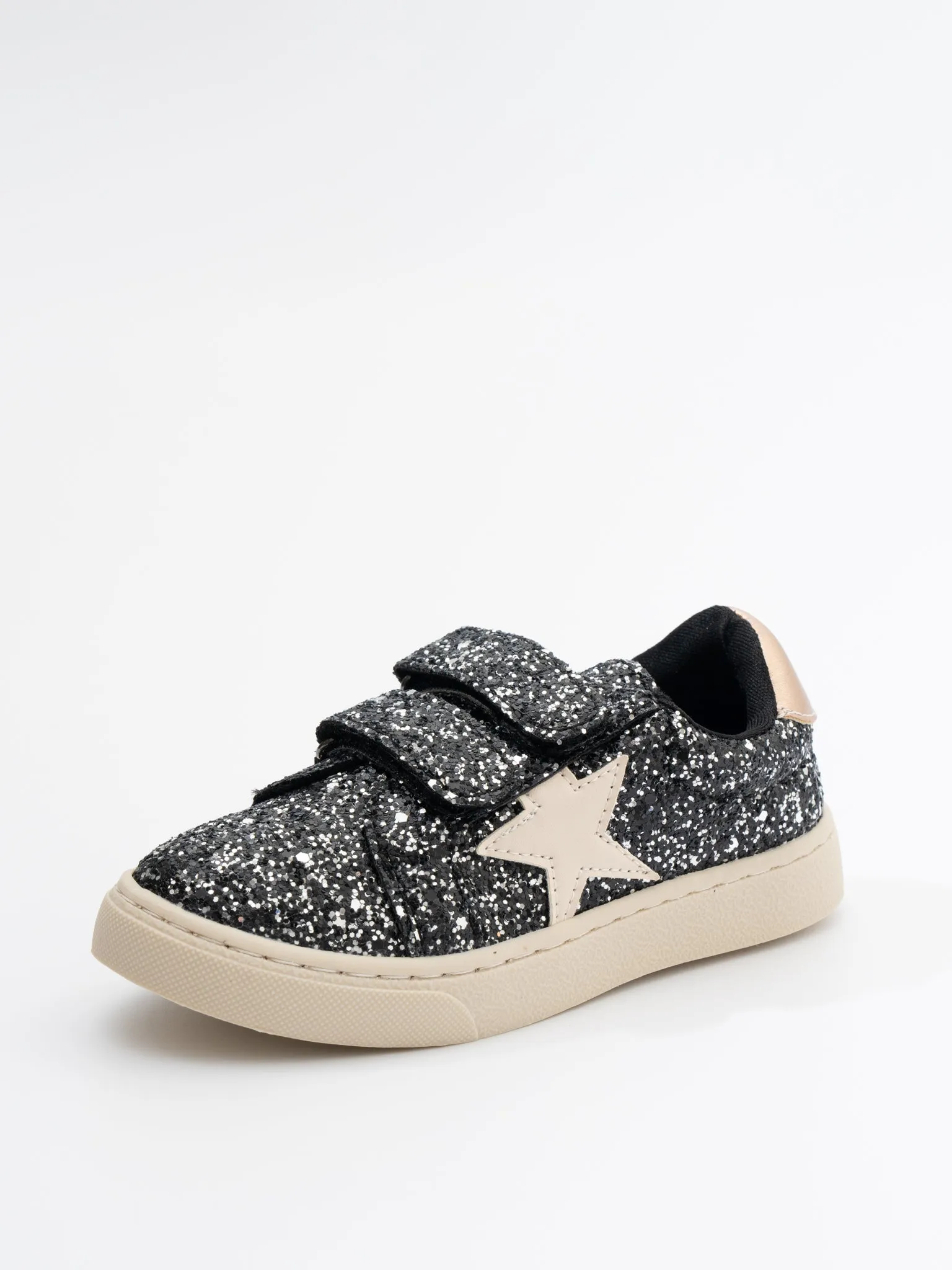 Sparkly Black Velcro Sneakers