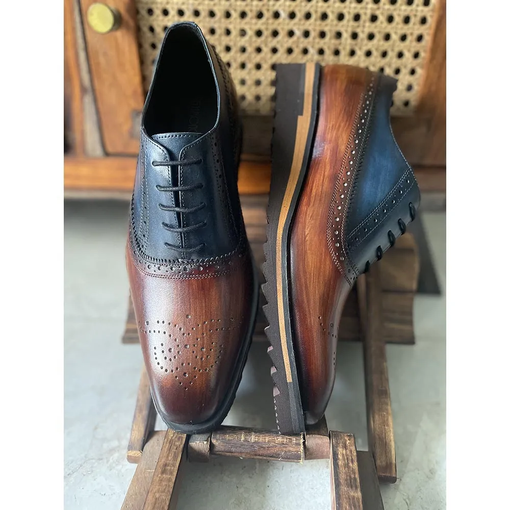 Tan   Blue Patina Medallion Oxfords with Extralight Soles
