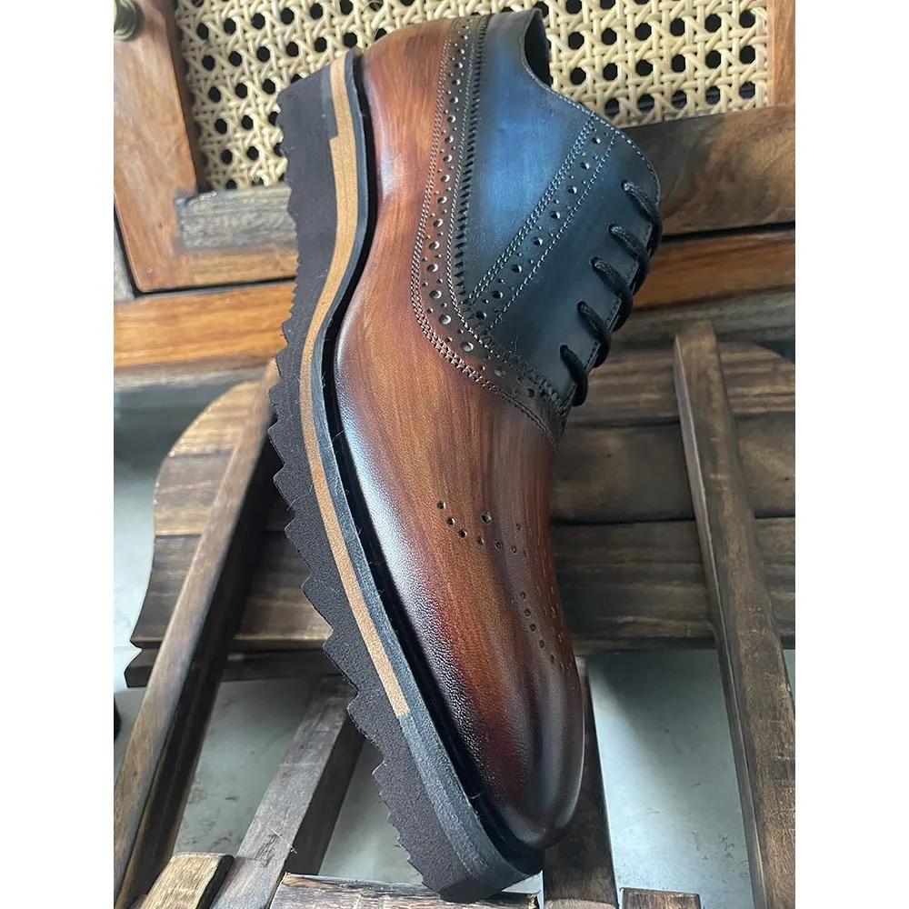 Tan   Blue Patina Medallion Oxfords with Extralight Soles
