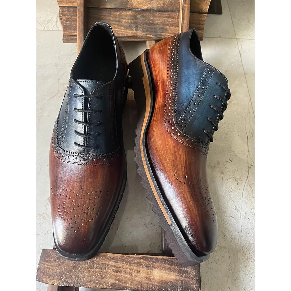 Tan   Blue Patina Medallion Oxfords with Extralight Soles